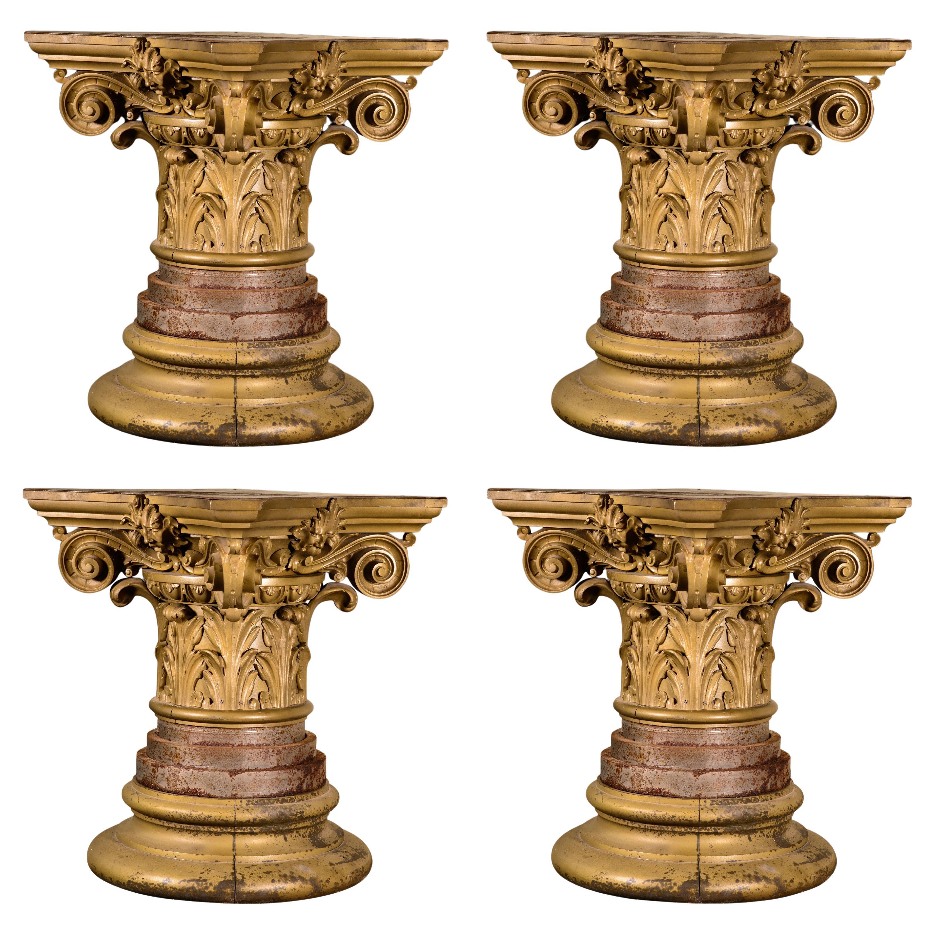 Capitals with bases, four pieces. Bronze. Spanish School, 20th century. For Sale
