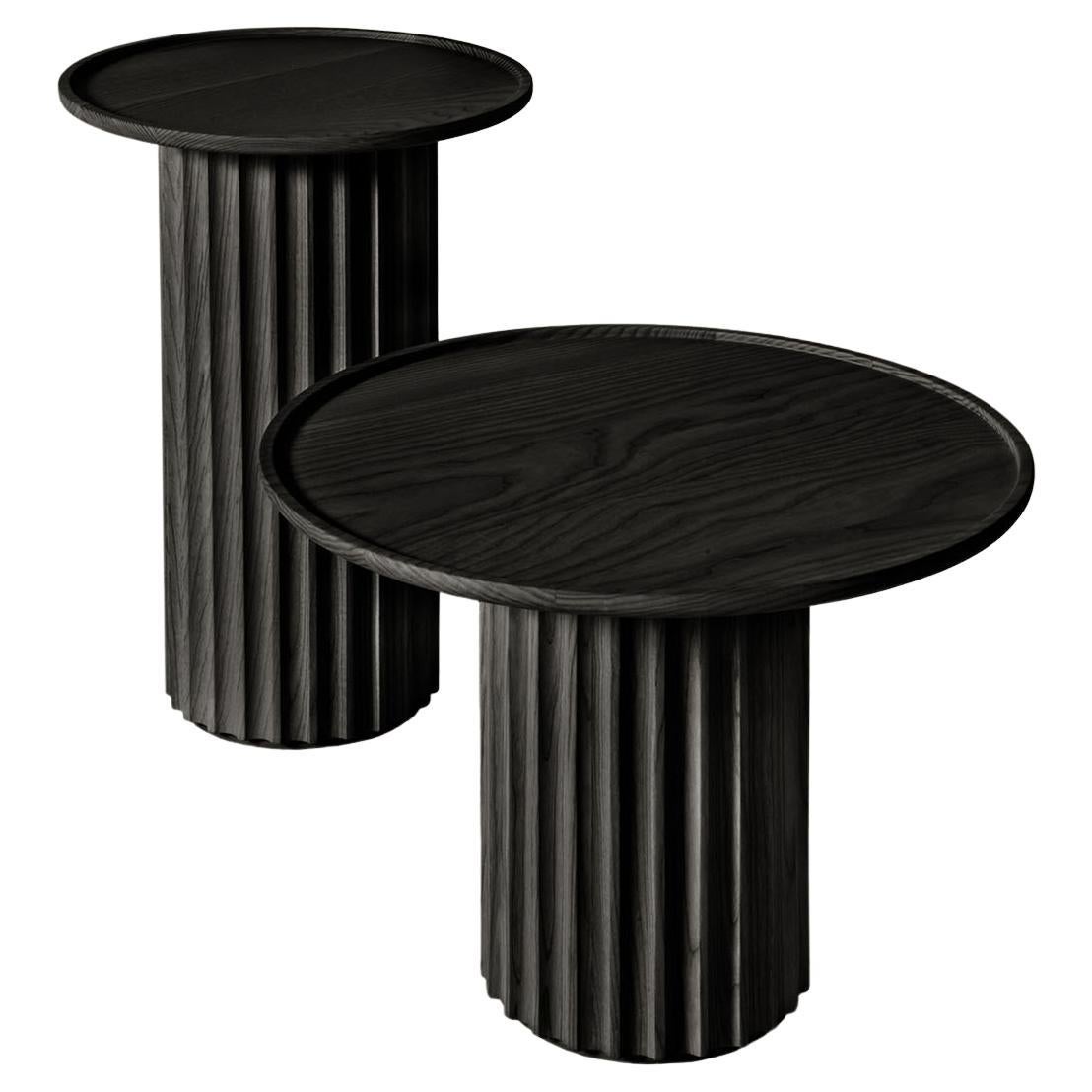 Capitello Solid Wood Coffee Table, Ash in Black Finish, Contemporary For Sale