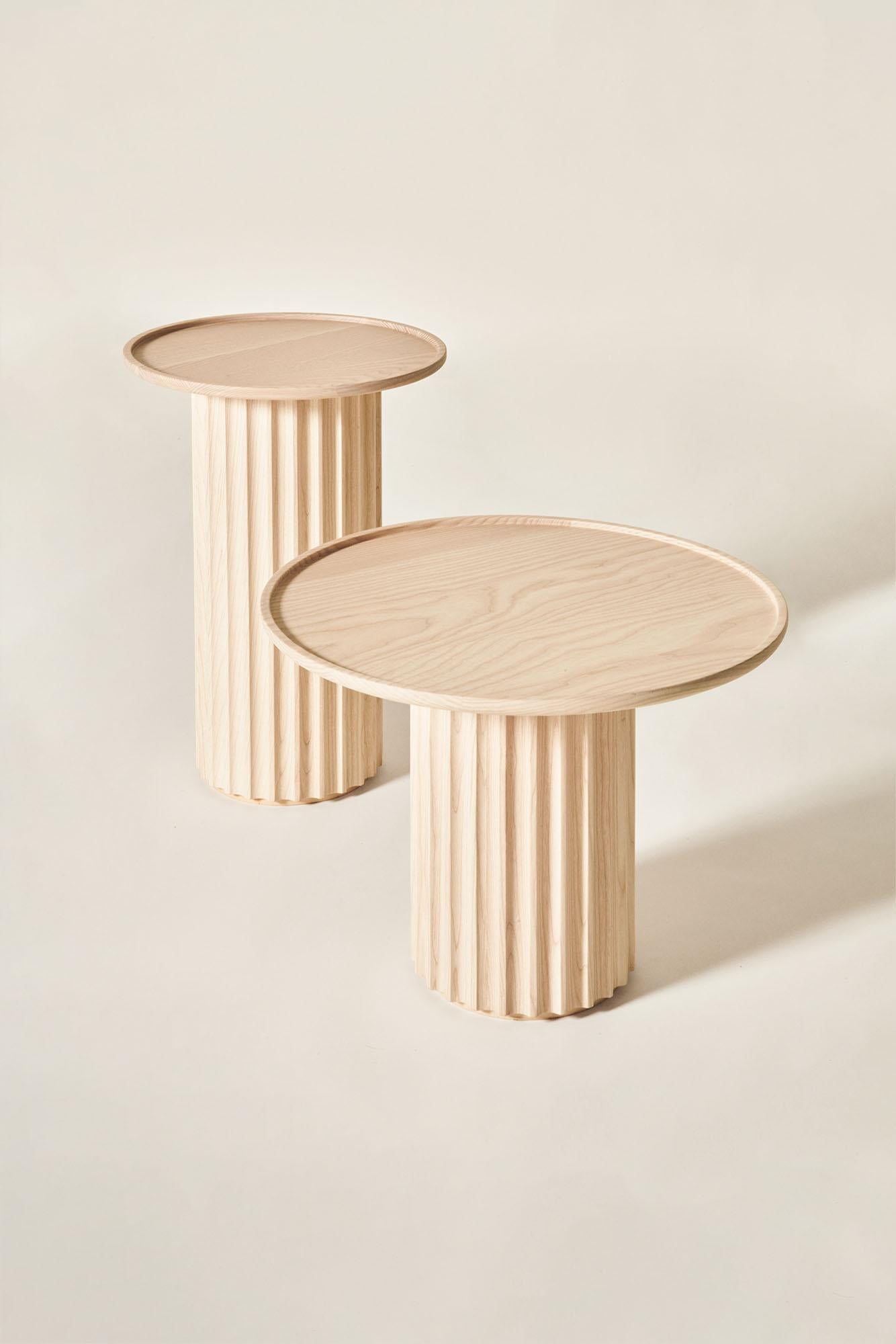 Table basse Capitello en bois massif, finition en frêne brun, contemporaine en vente 7