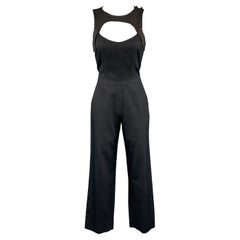 CAPITOL COUTURE Size 2 Black Cotton Silk Blend Cutout Top Jumpsuit
