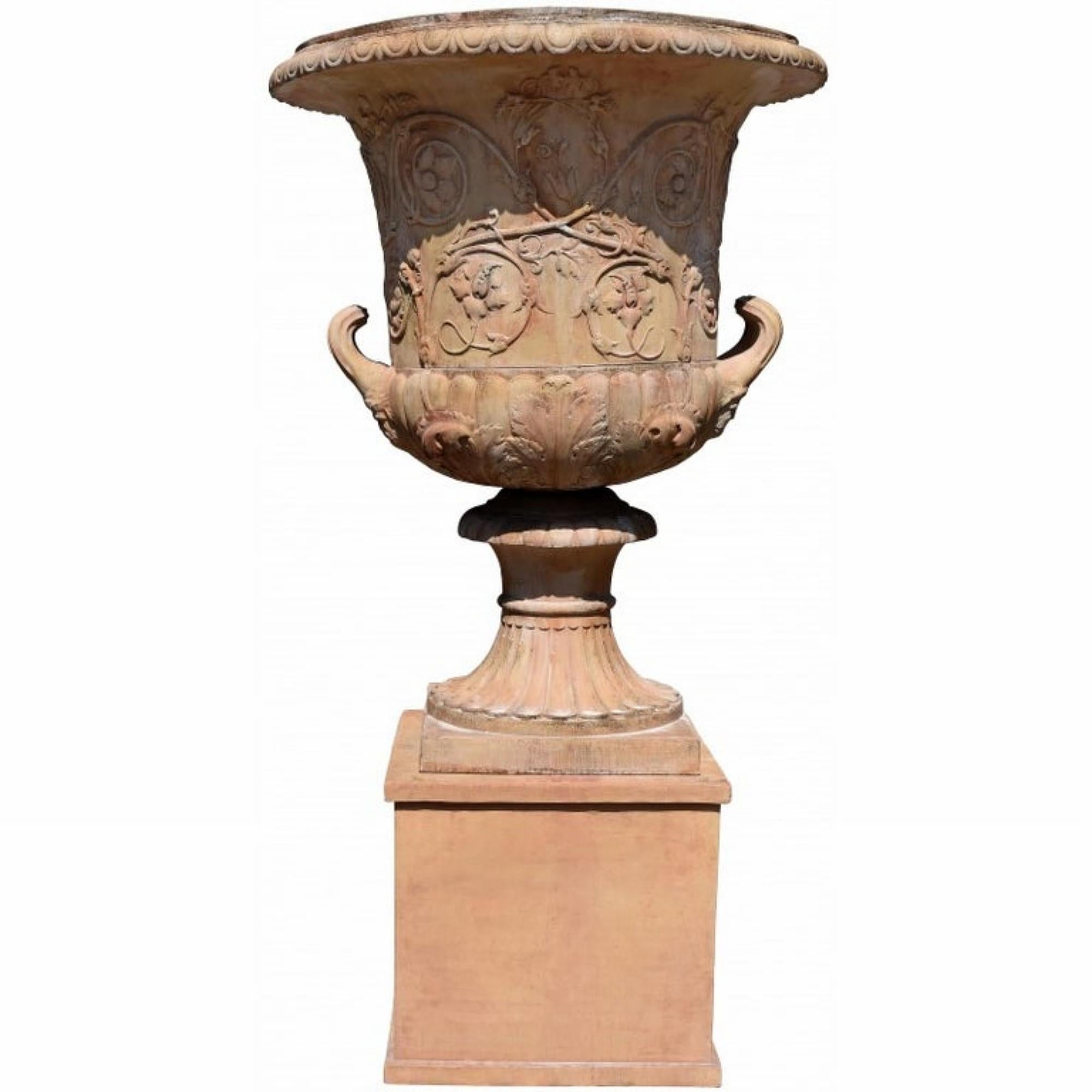 Baroque Capitoline Vase of the Piranesi Bell Crater 20th Century Tuscan Terracotta For Sale