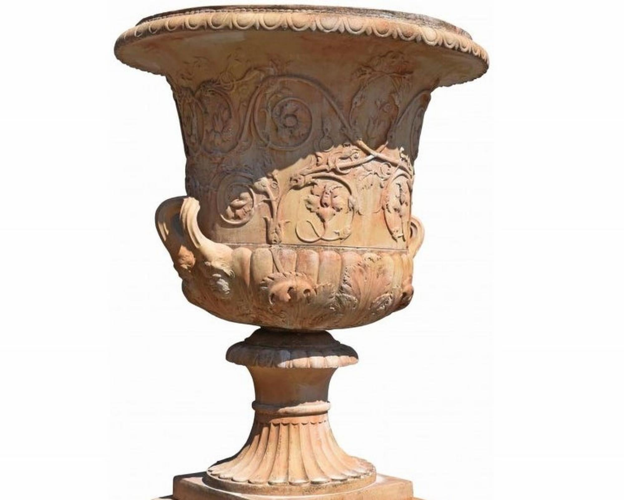Italian Capitoline Vase of the Piranesi Bell Crater 20th Century Tuscan Terracotta For Sale