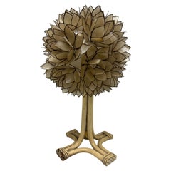 Capiz and Bamboo Rattan Lotus Ball Table Lamp Light Made by Rausch Germany 1960s