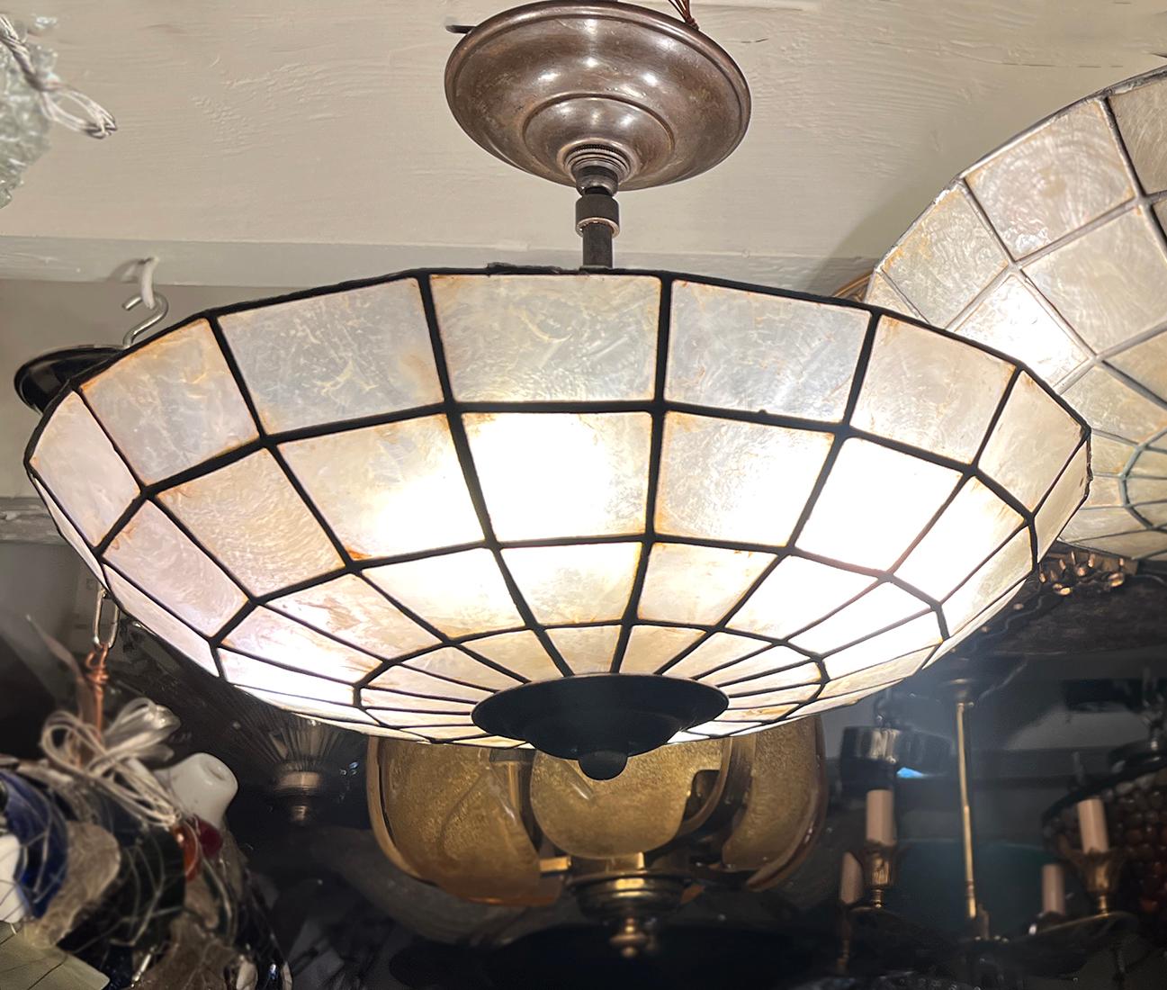 Mid-20th Century Capiz Ceiling Light Fixture For Sale