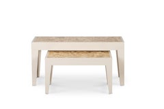 Capiz Set/2 Nesting Coffee Tables, Beige, Handmade in Portugal by Greenapple