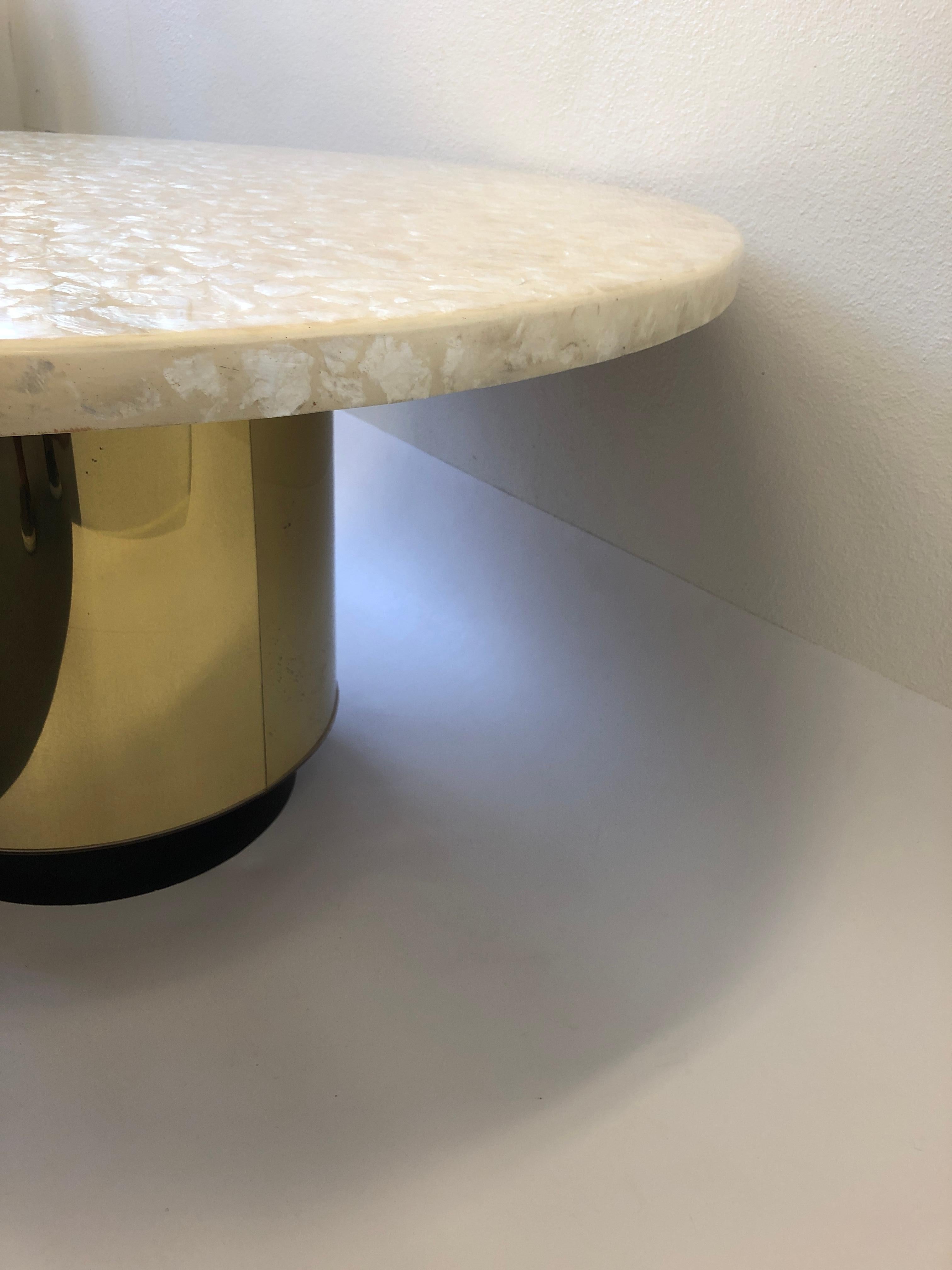 Capiz Shell and Brass Dining Table by Arthur Elrod 2