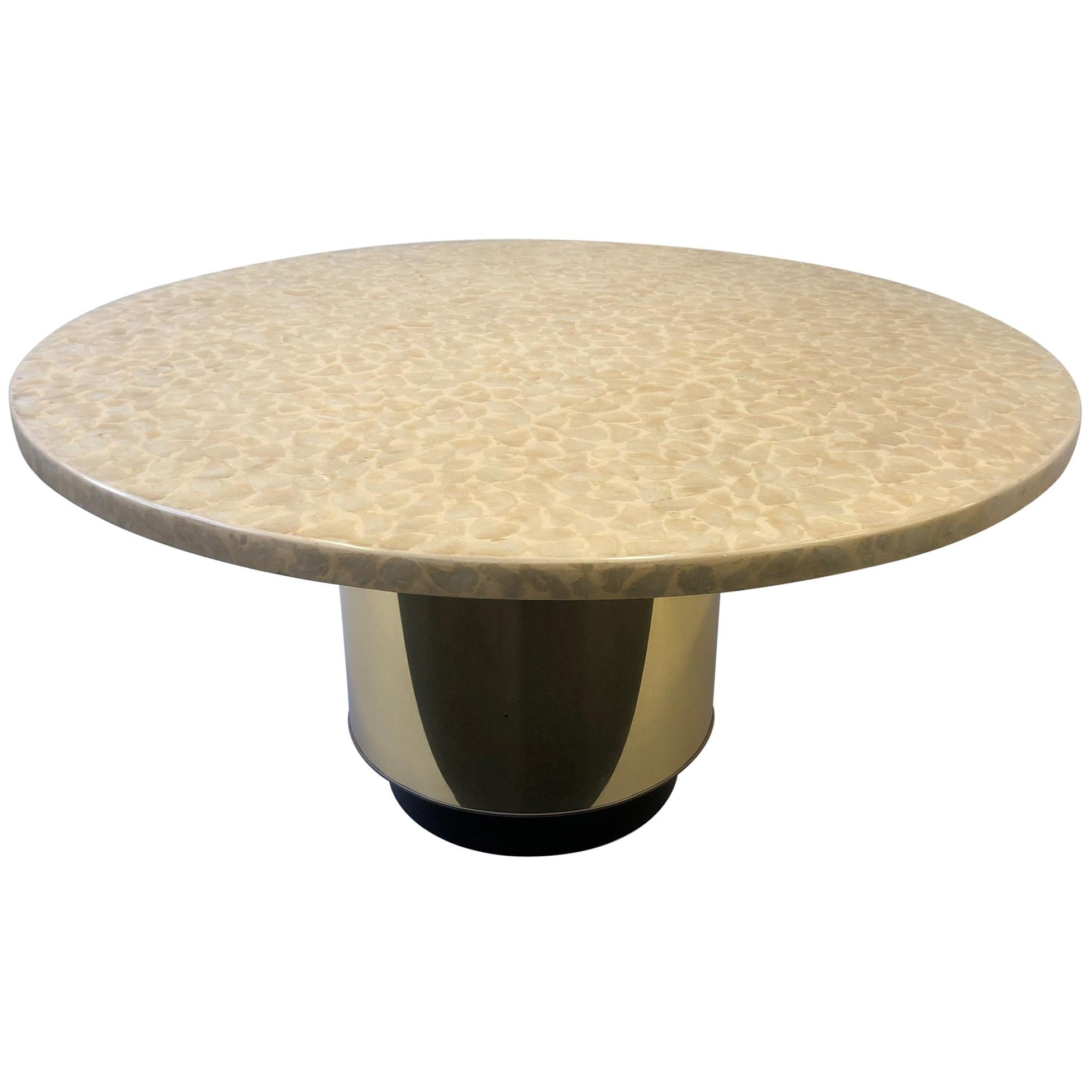 Capiz Shell and Brass Dining Table by Arthur Elrod