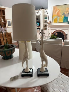 Capiz shell bird figural lamps