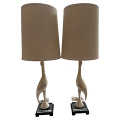 Capiz shell bird figural lamps