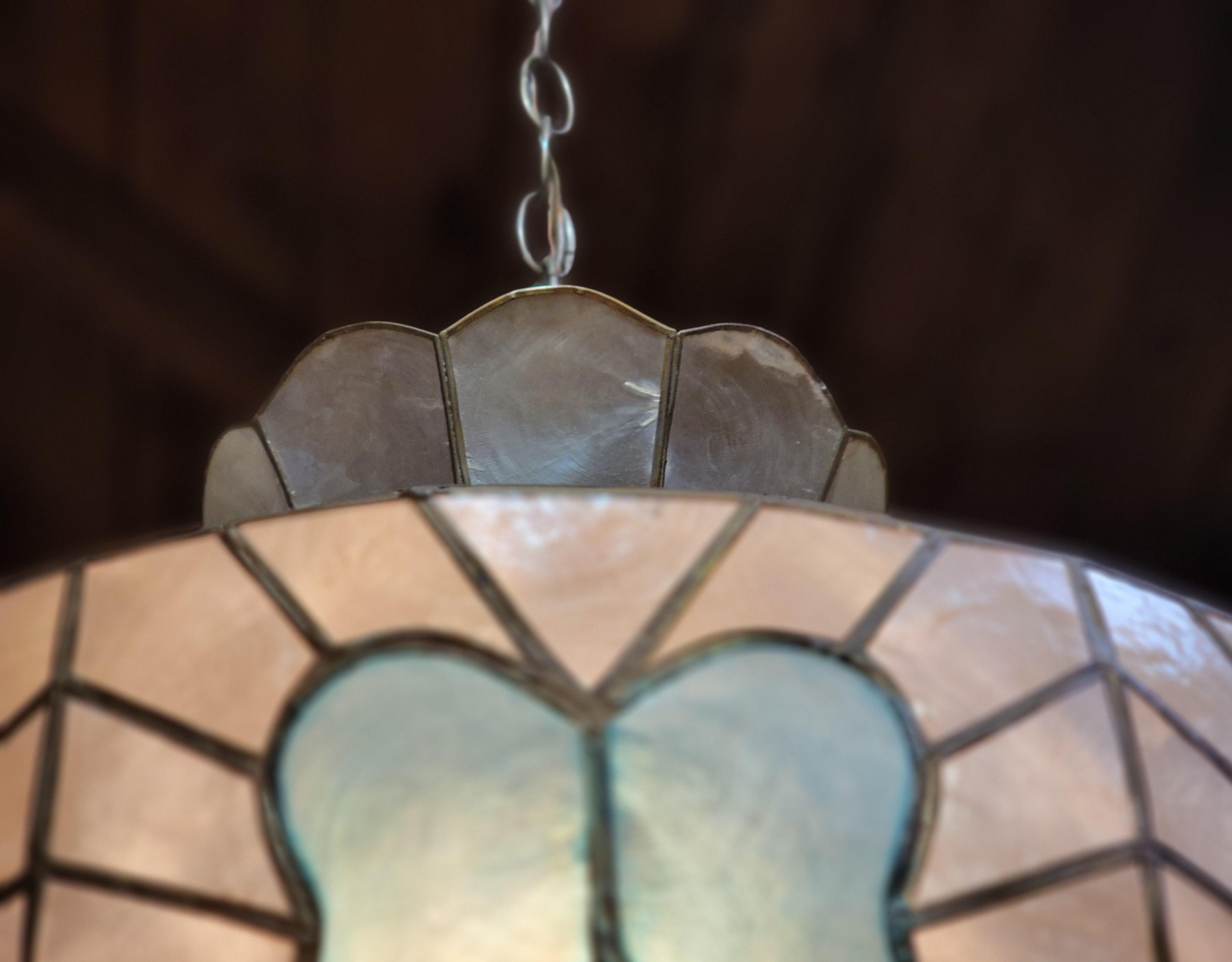 American Capiz Shell Chandelier Pendant Butterfly Design For Sale