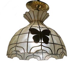 Capiz Shell Hanging Dome with Brass Butterfly's c. 1970's
