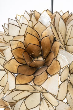 Capiz Shell Lotus Ball Chandelier Pendant Light Germany, 1960s