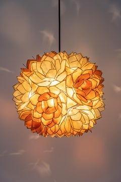 Capiz Shell Lotus Ball Chandelier Pendant Light Germany, 1960s
