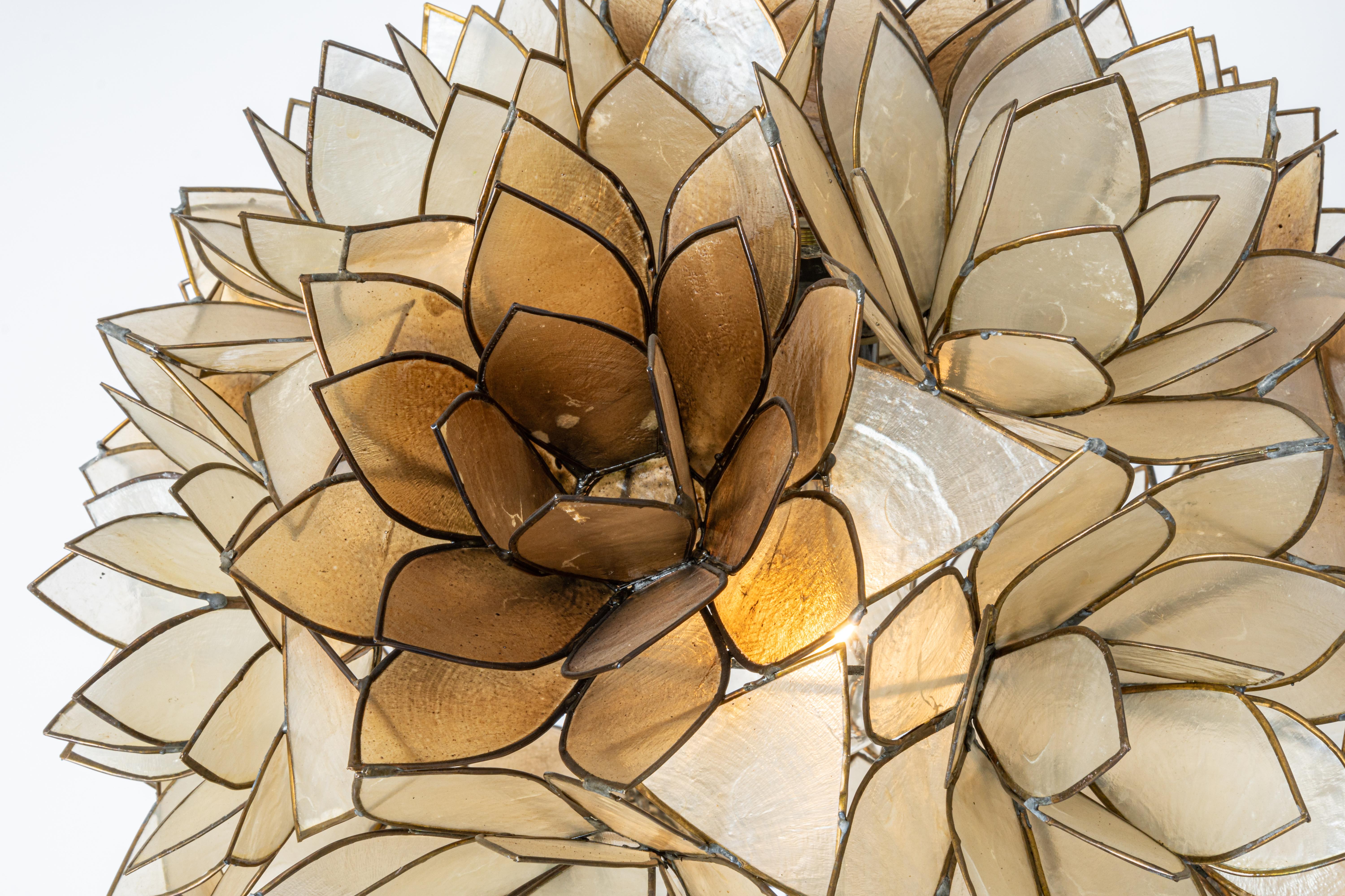 Mid-20th Century Capiz Shell Lotus Ball Chandelier Pendant Light Germany, 1960s