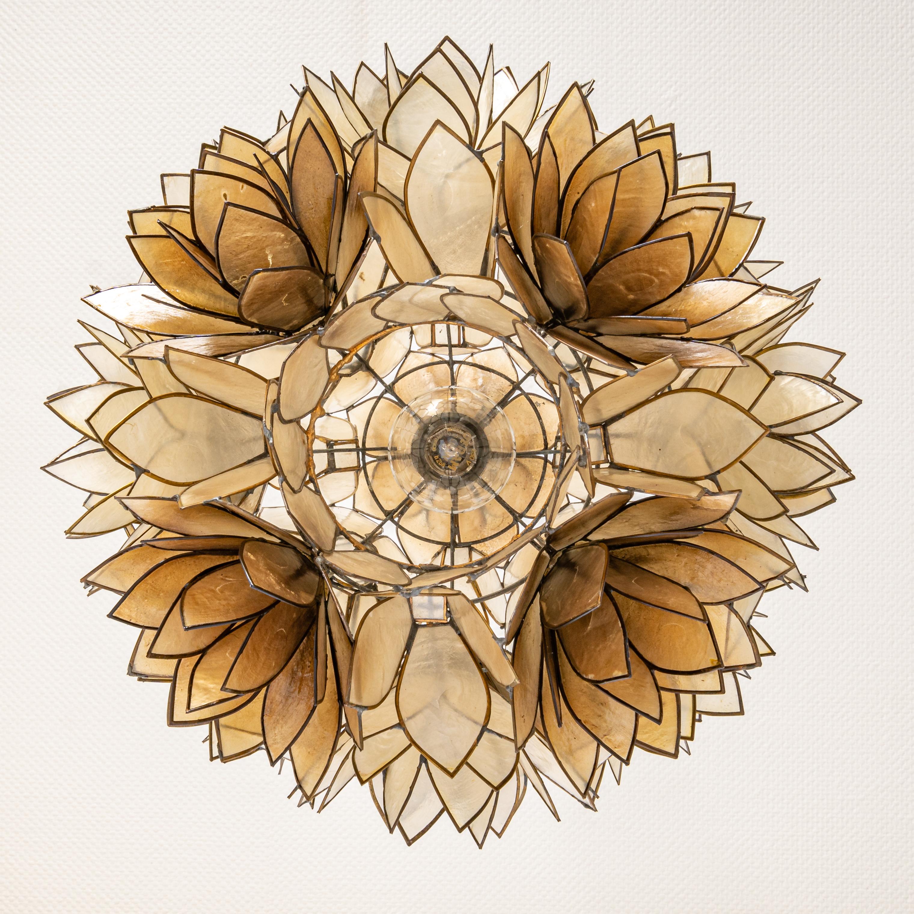 Capiz Shell Lotus Ball Chandelier Pendant Light Germany, 1960s 1