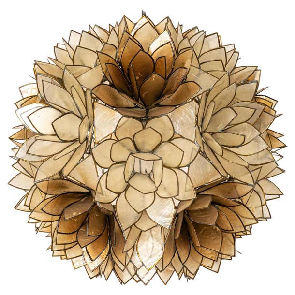 Capiz Shell Lotus Ball Chandelier Pendant Light Germany, 1960s For Sale ...
