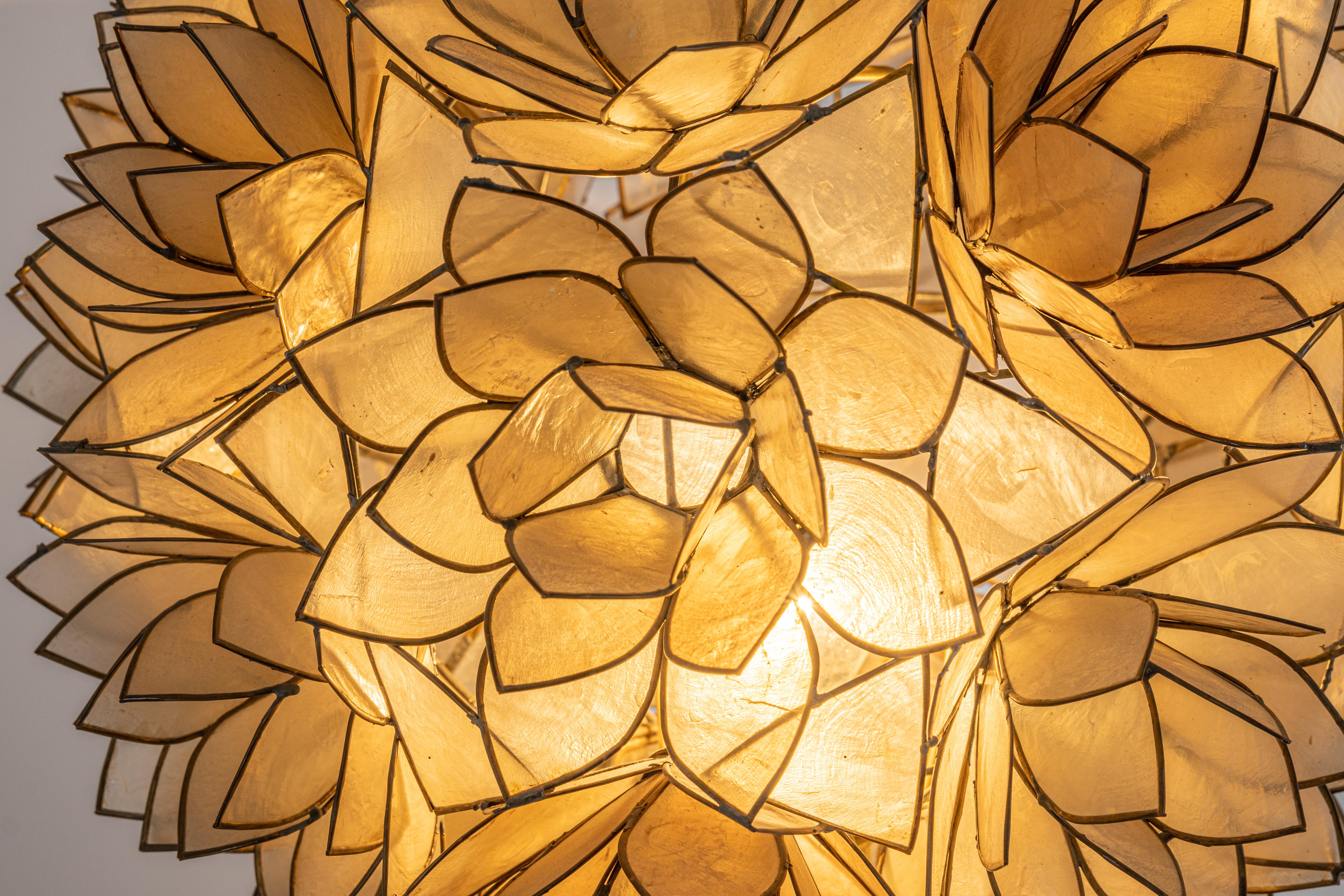 Capiz Shell Lotus Ball Table Light Germany, 1960s 3