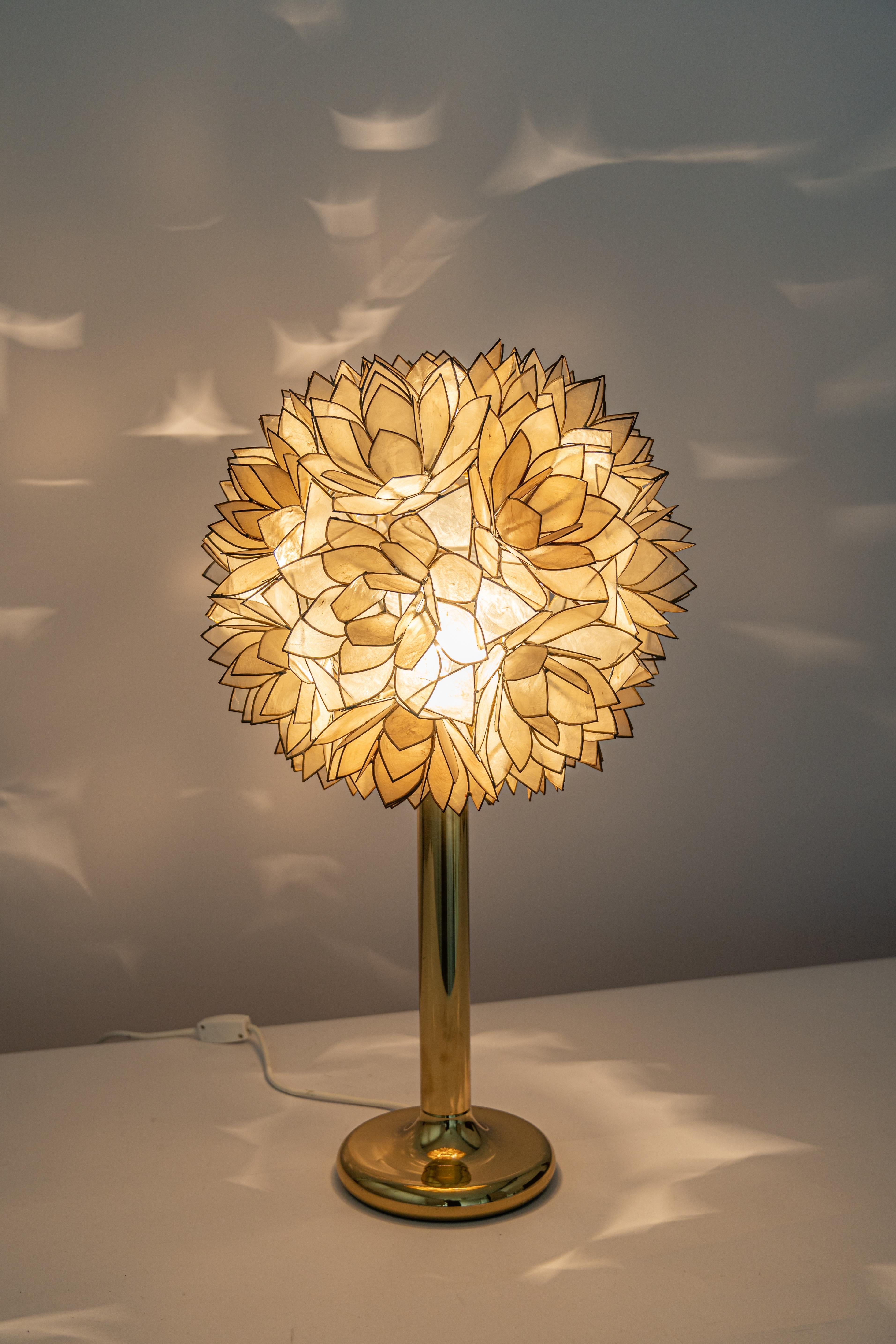 Capiz Shell Lotus Ball Table Light Germany, 1960s For Sale 3