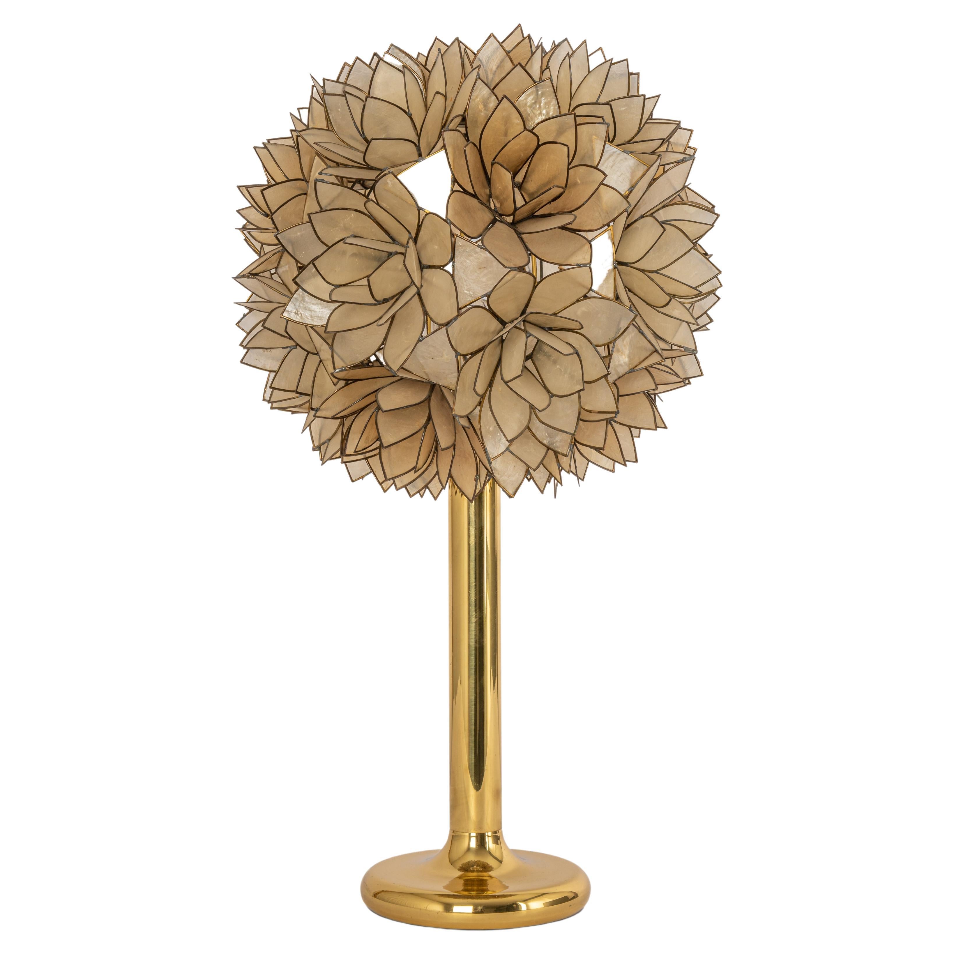 Capiz Shell Lotus Ball Table Light Germany, 1960s