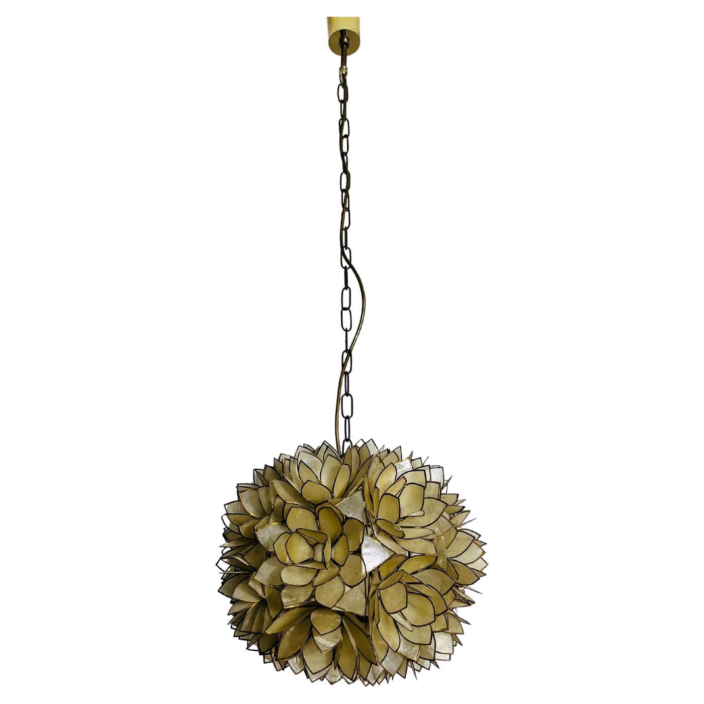 Capiz Shell Lotus Chandelier, Germany, 1970s For Sale at 1stDibs
