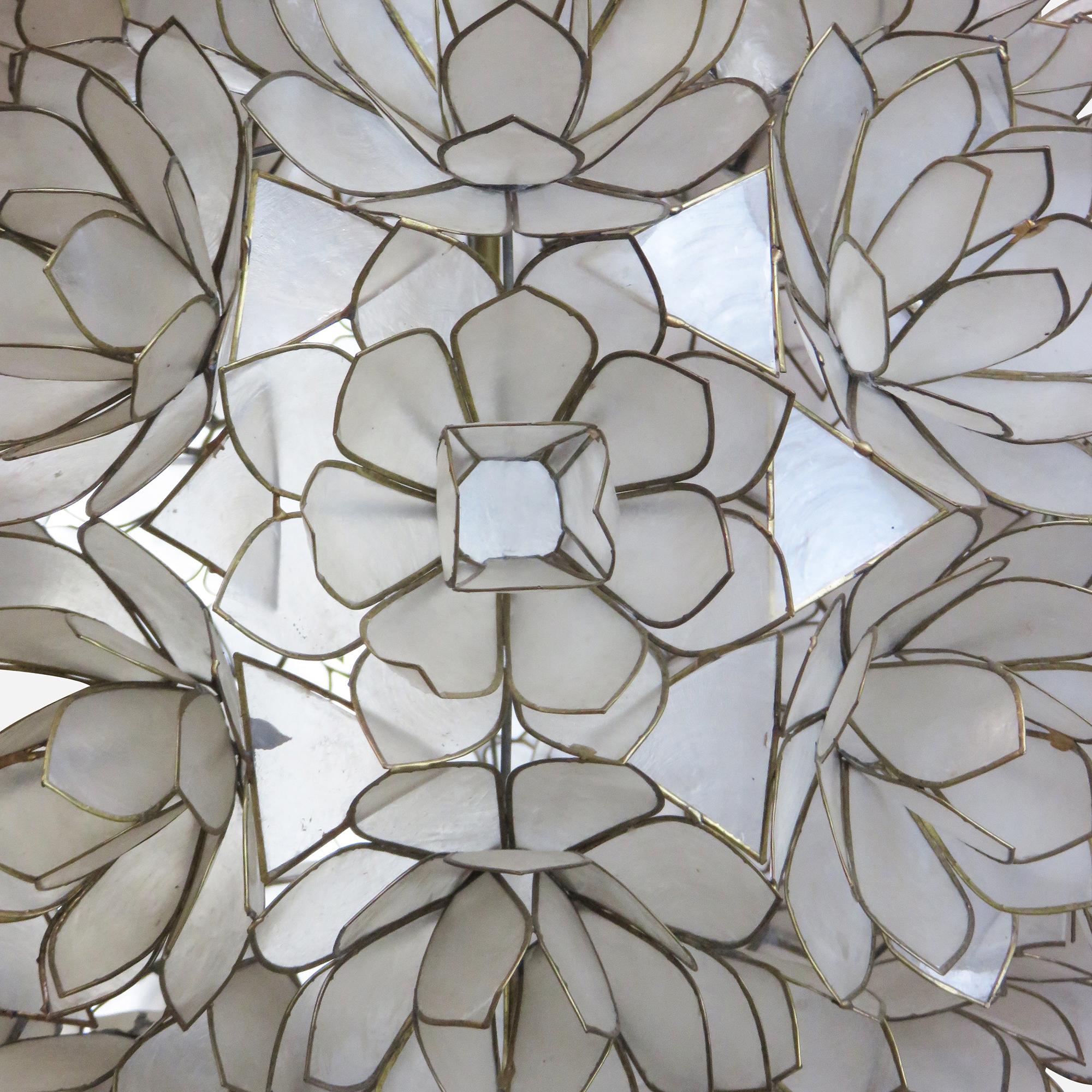 Capiz Shell Lotus Pendant Light In Good Condition For Sale In San Francisco, CA