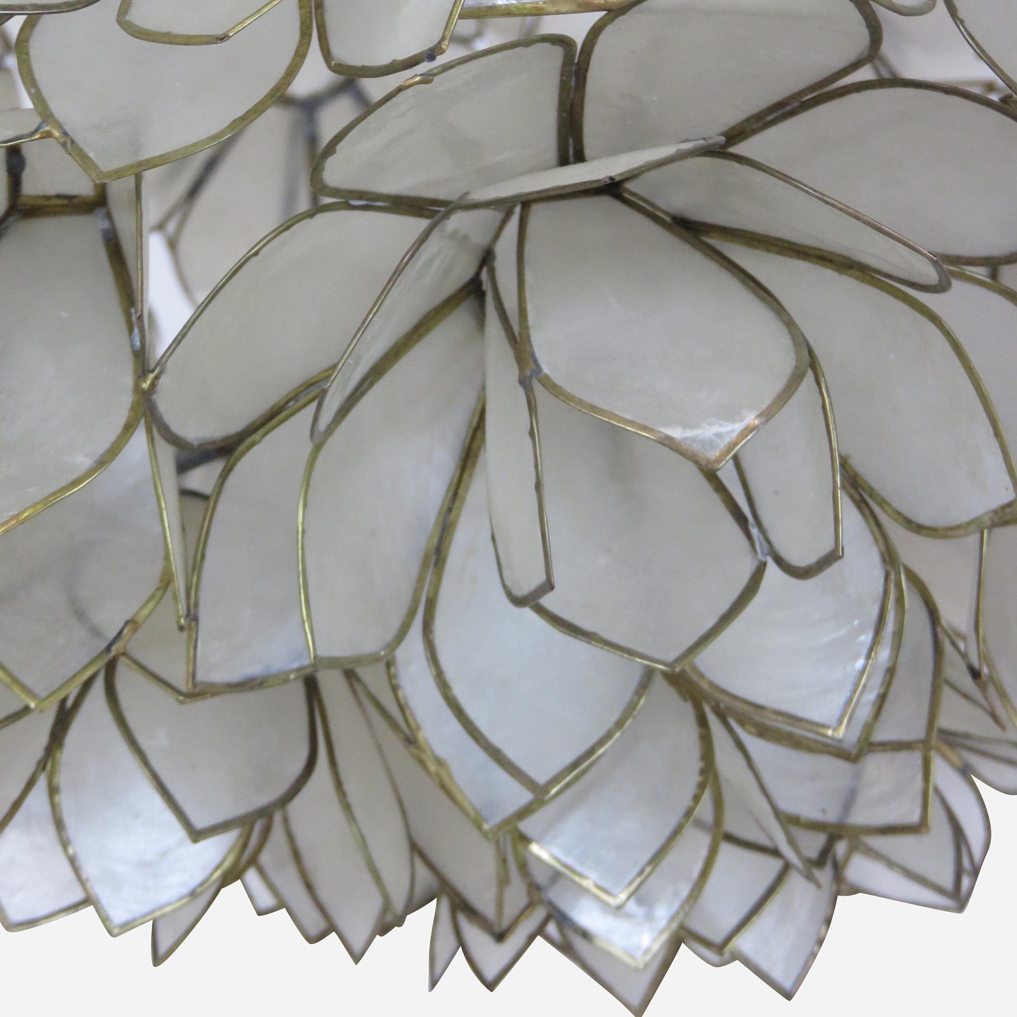 Capiz Shell Lotus Pendant Light For Sale 2