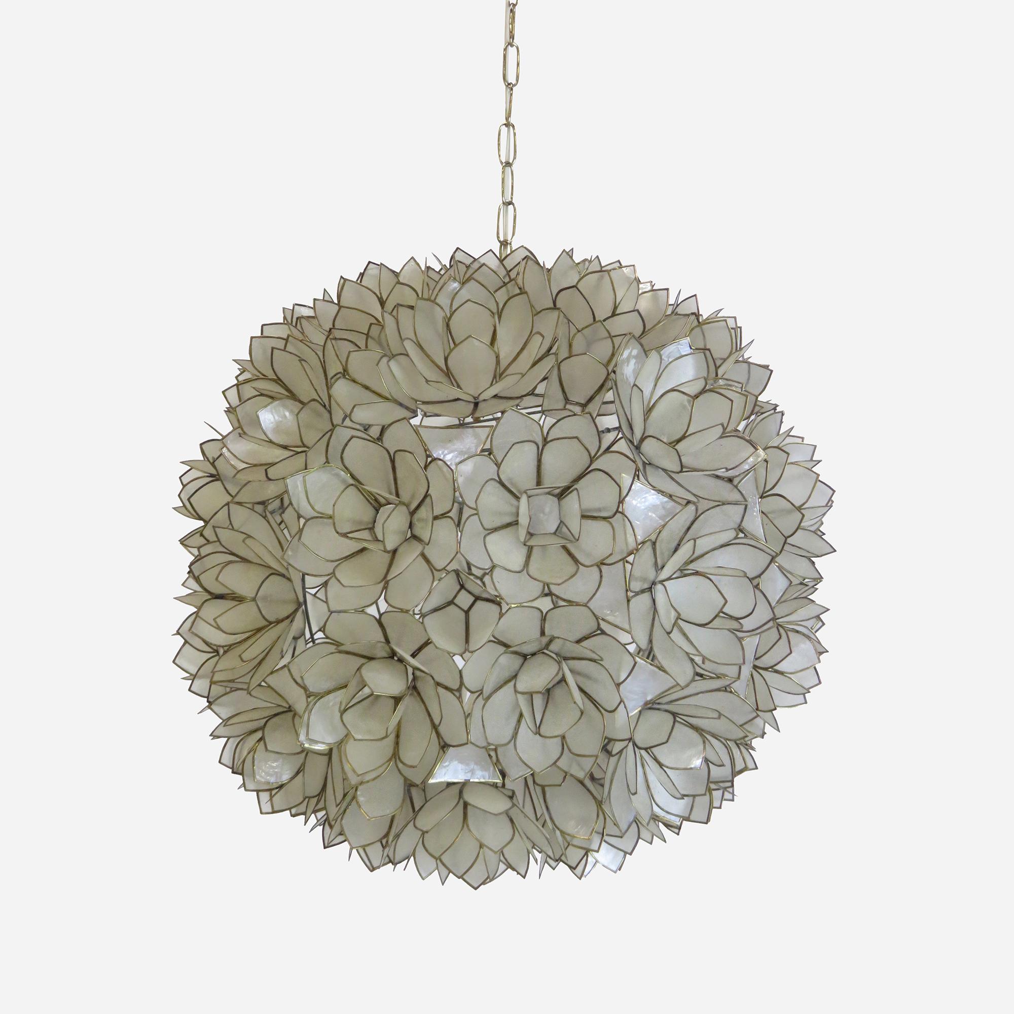 Capiz Shell Lotus Pendant Light For Sale 3