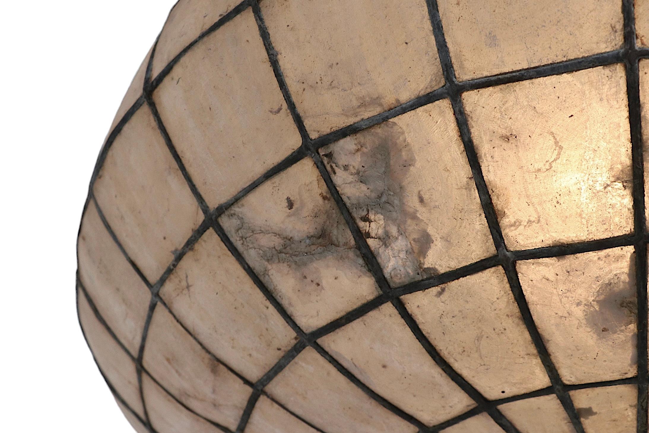 Capiz Shell Pendant Chandelier Hanging Fixture, Ca. 1970’s 4