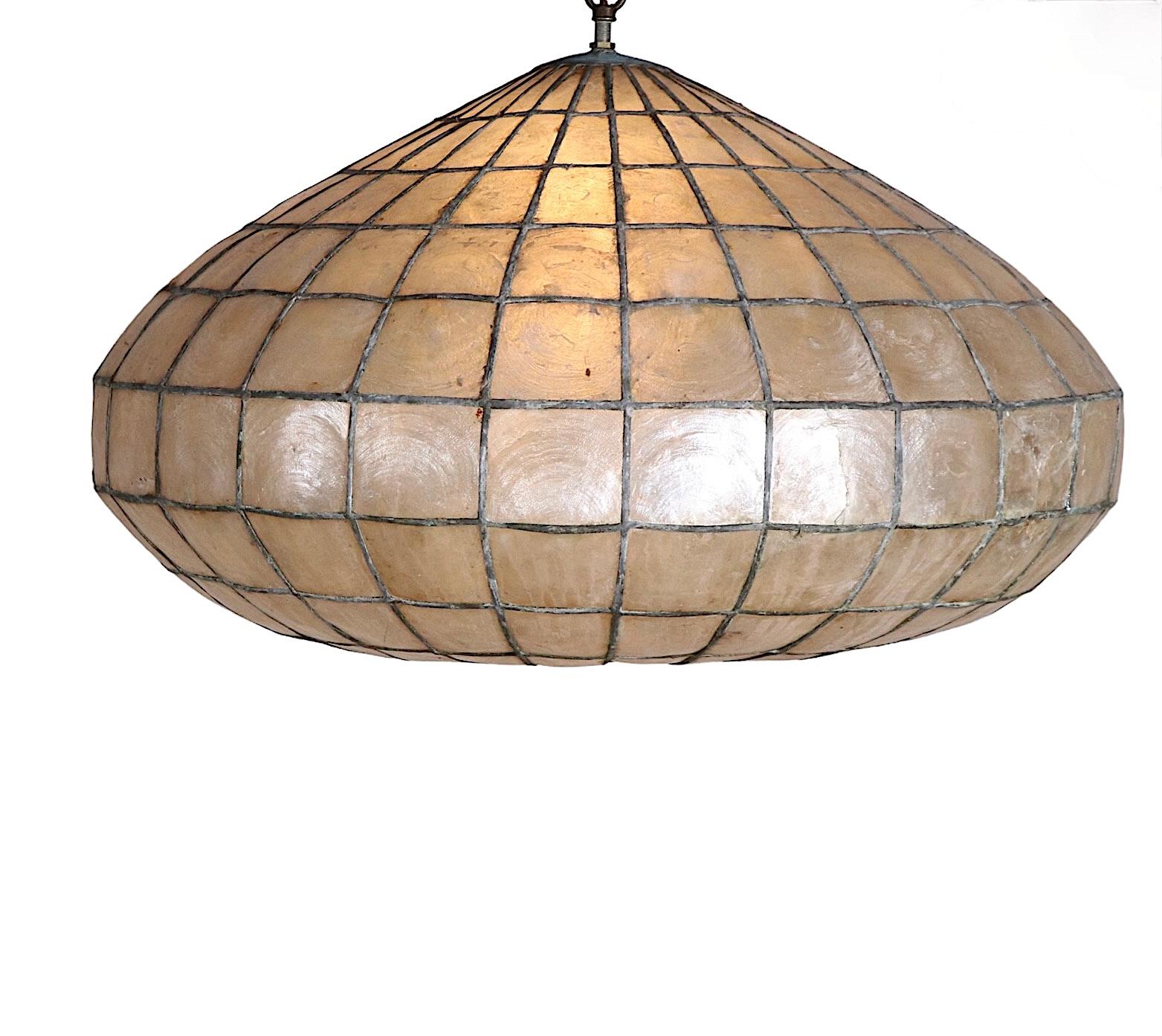 Capiz Shell Pendant Chandelier Hanging Fixture, Ca. 1970’s 9