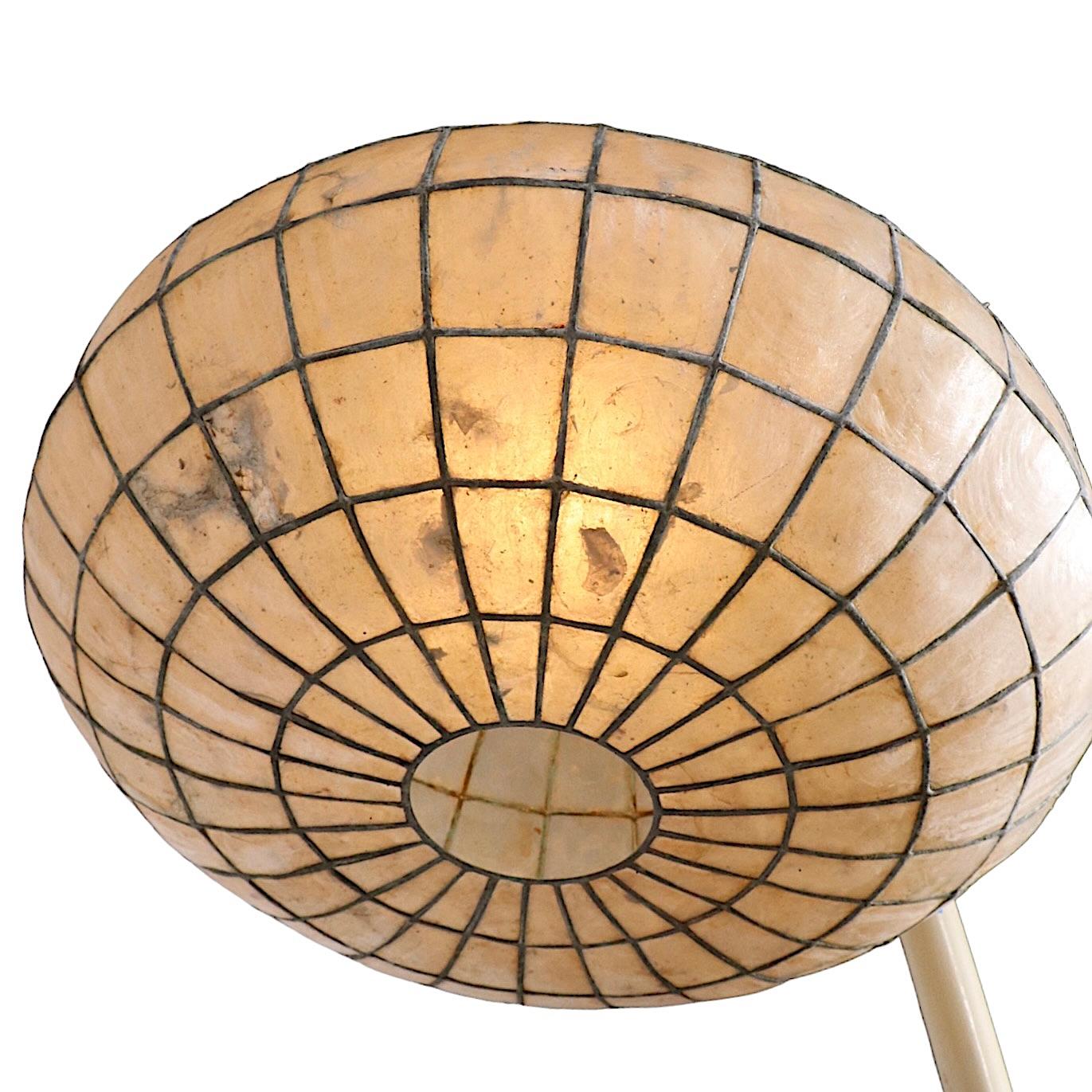 Capiz Shell Pendant Chandelier Hanging Fixture, Ca. 1970’s 2