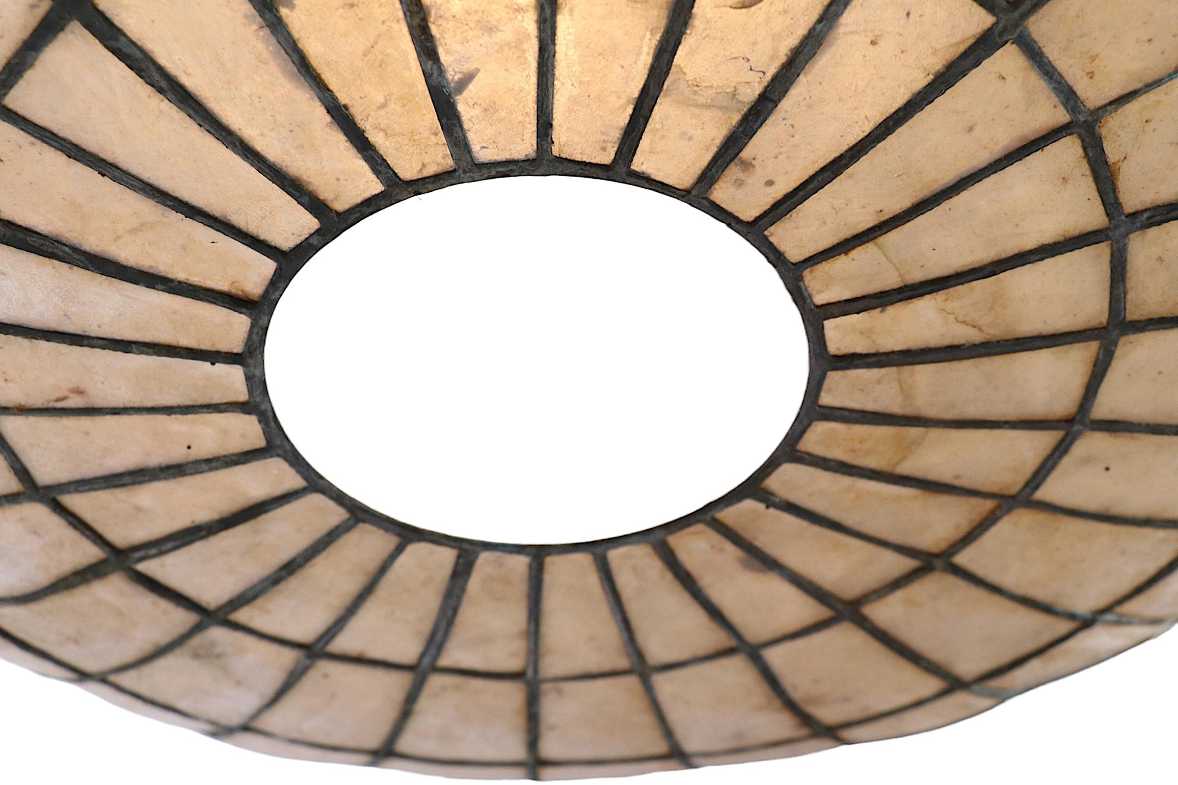 Capiz Shell Pendant Chandelier Hanging Fixture, Ca. 1970’s 3