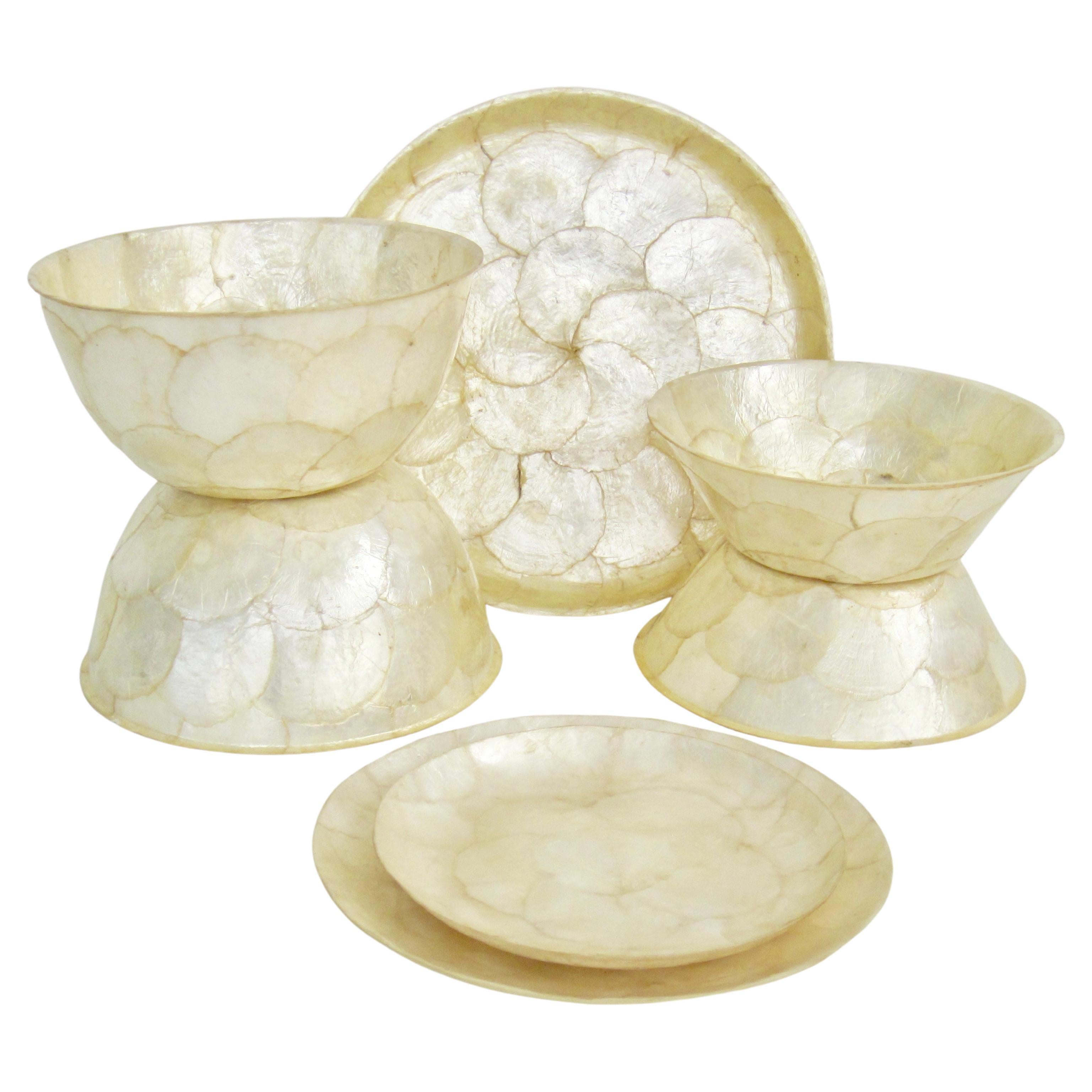 Capiz Shell Sieben Pieces Servier-Set