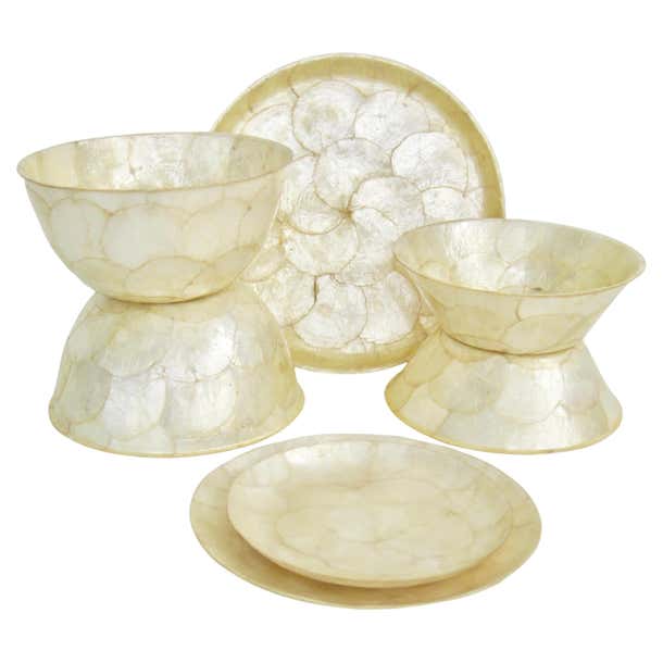 Capiz Shell Seven Piece Serving Set at 1stDibs | capiz shell plate ...