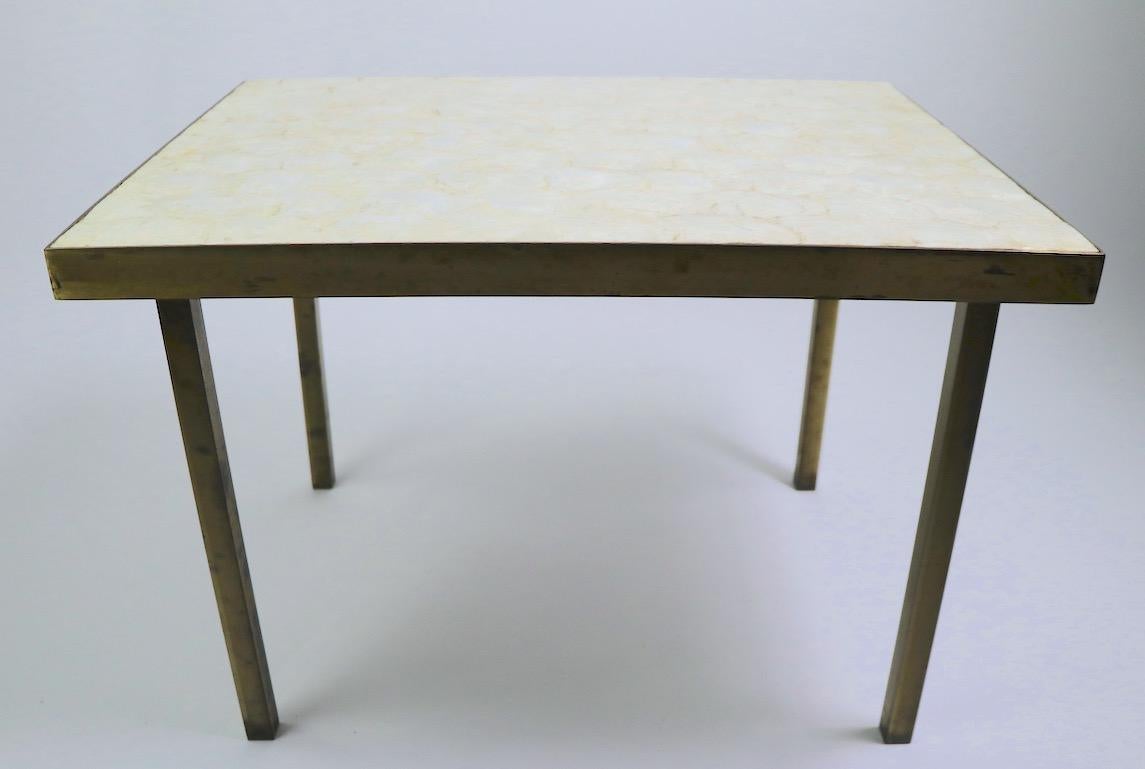Capiz Shell Table with Squared Brass Legs In Good Condition For Sale In New York, NY