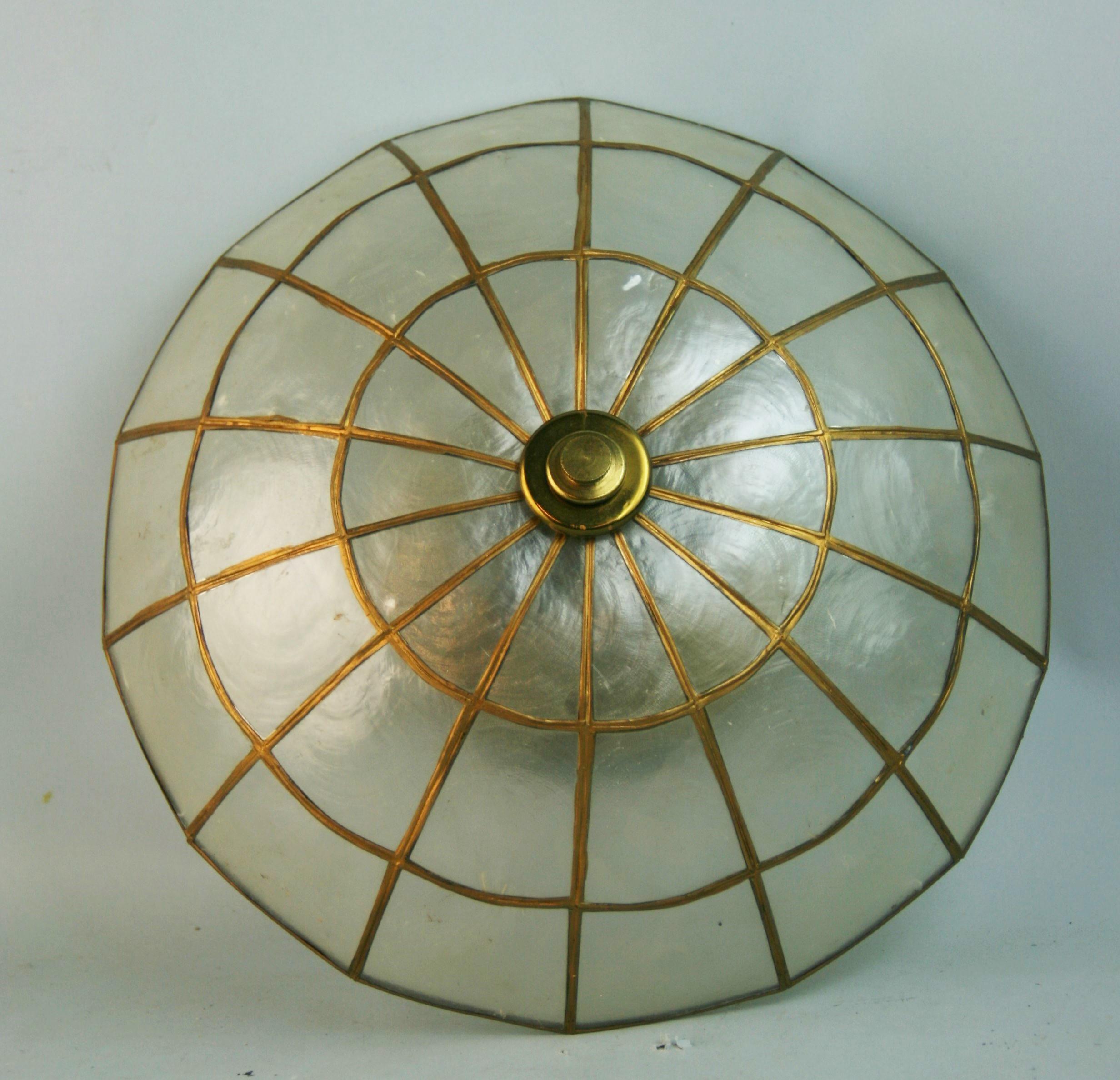 Late 20th Century Capiz Shell Two Light Flush Mount For Sale