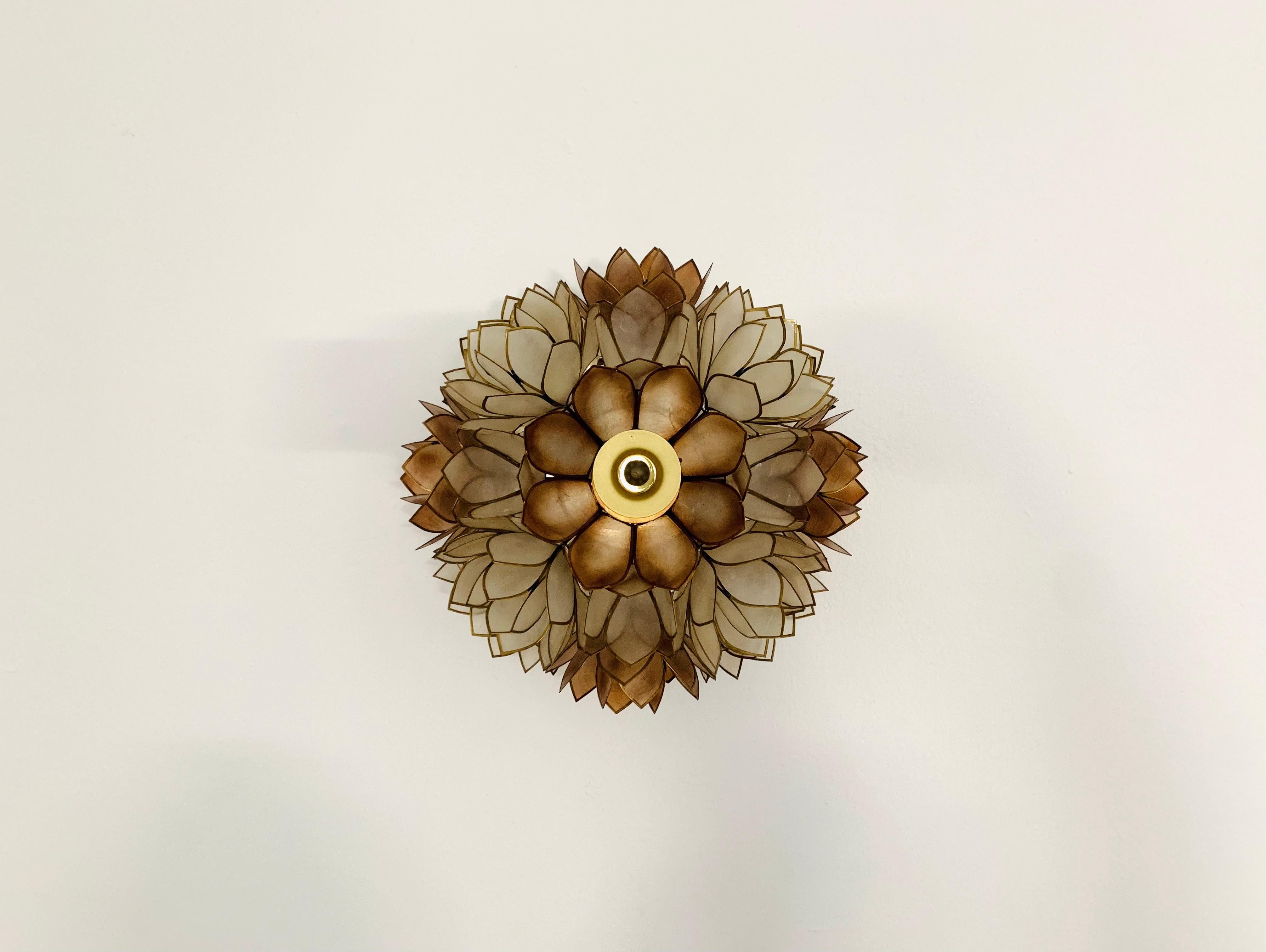 Mid-Century Modern Capiz Shell Wall or Flush Lamp For Sale