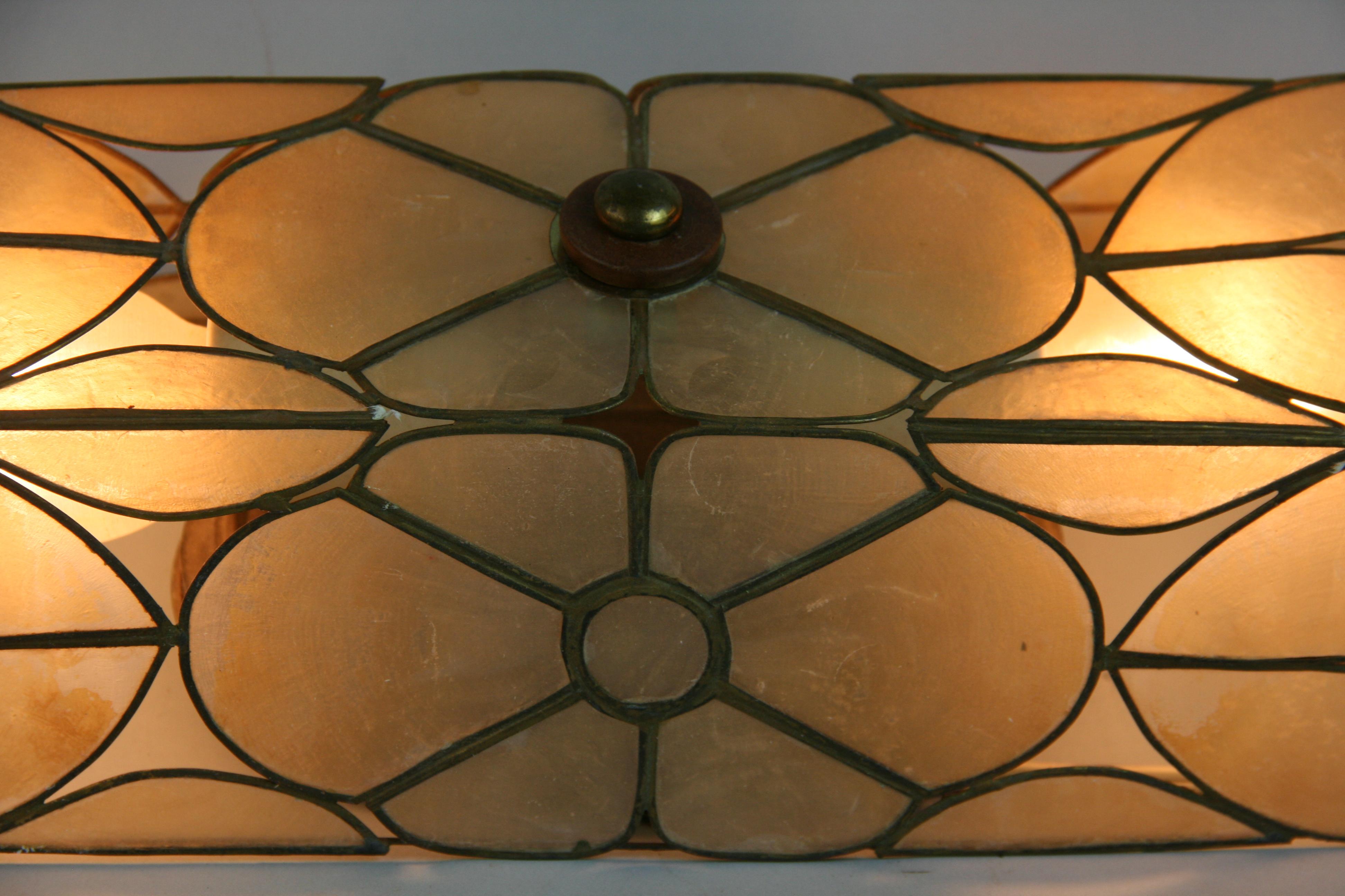 Capiz Shell Wall Sconce/Flush Mount In Good Condition For Sale In Douglas Manor, NY