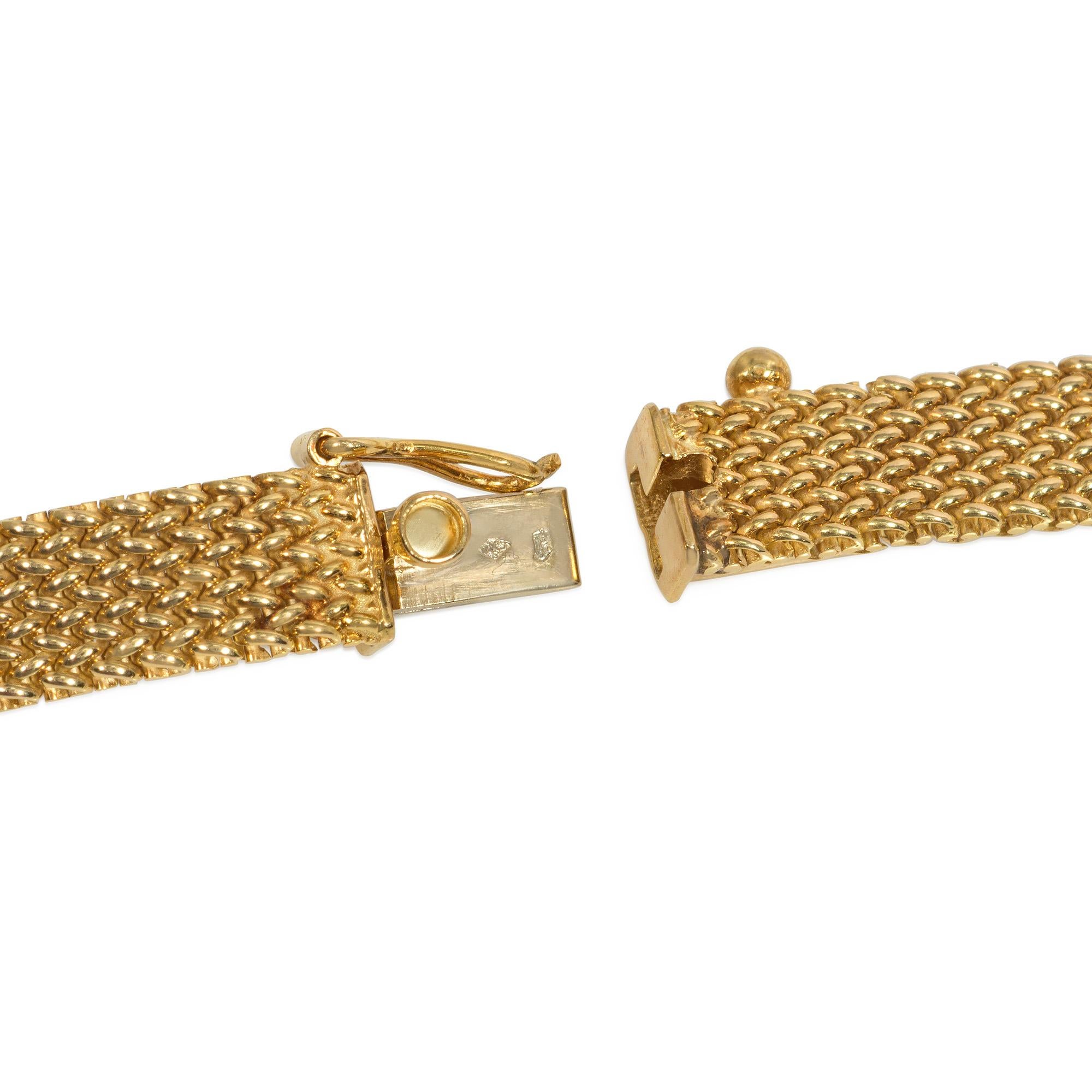 Modern Caplain, France 1970s Gold Necklace of Tapered Woven Design For Sale