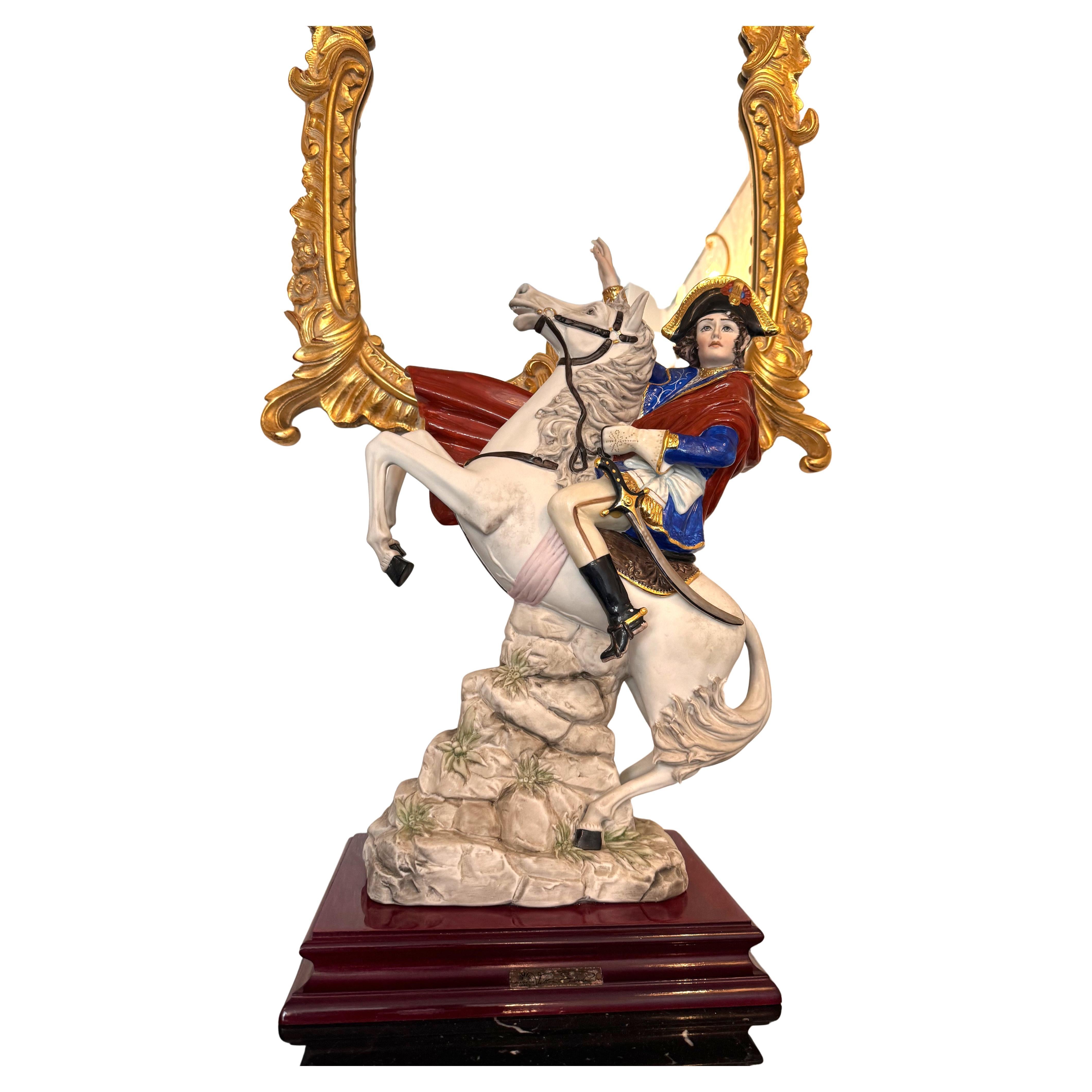 Figura de porcelana Capo Di Monte de Napoleón a caballo