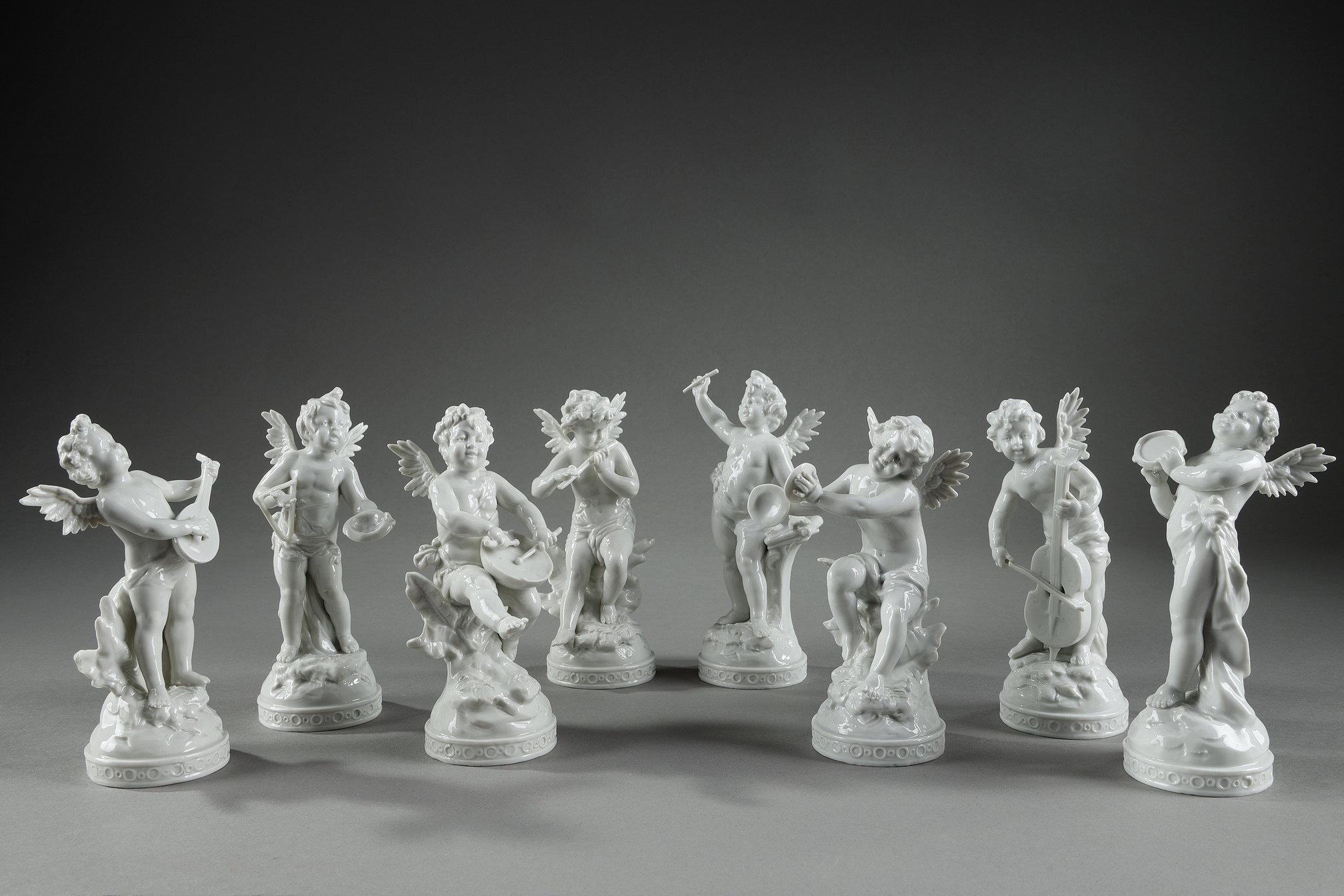 Émaillé orchestra en porcelaine de Capo di Monte avec 8  musiciens