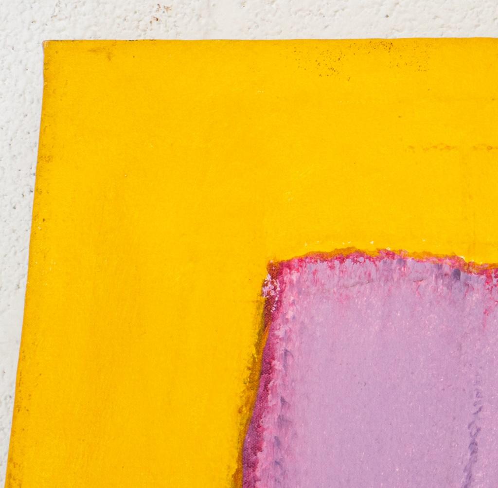 Domenick Capobianco (American, born 1928) abstract color filed in purple and yellow tones oil on canvas in the manner of Mark Rothko (Latvian-American, 1903-1970), apparently unsigned, unframed. 69.75