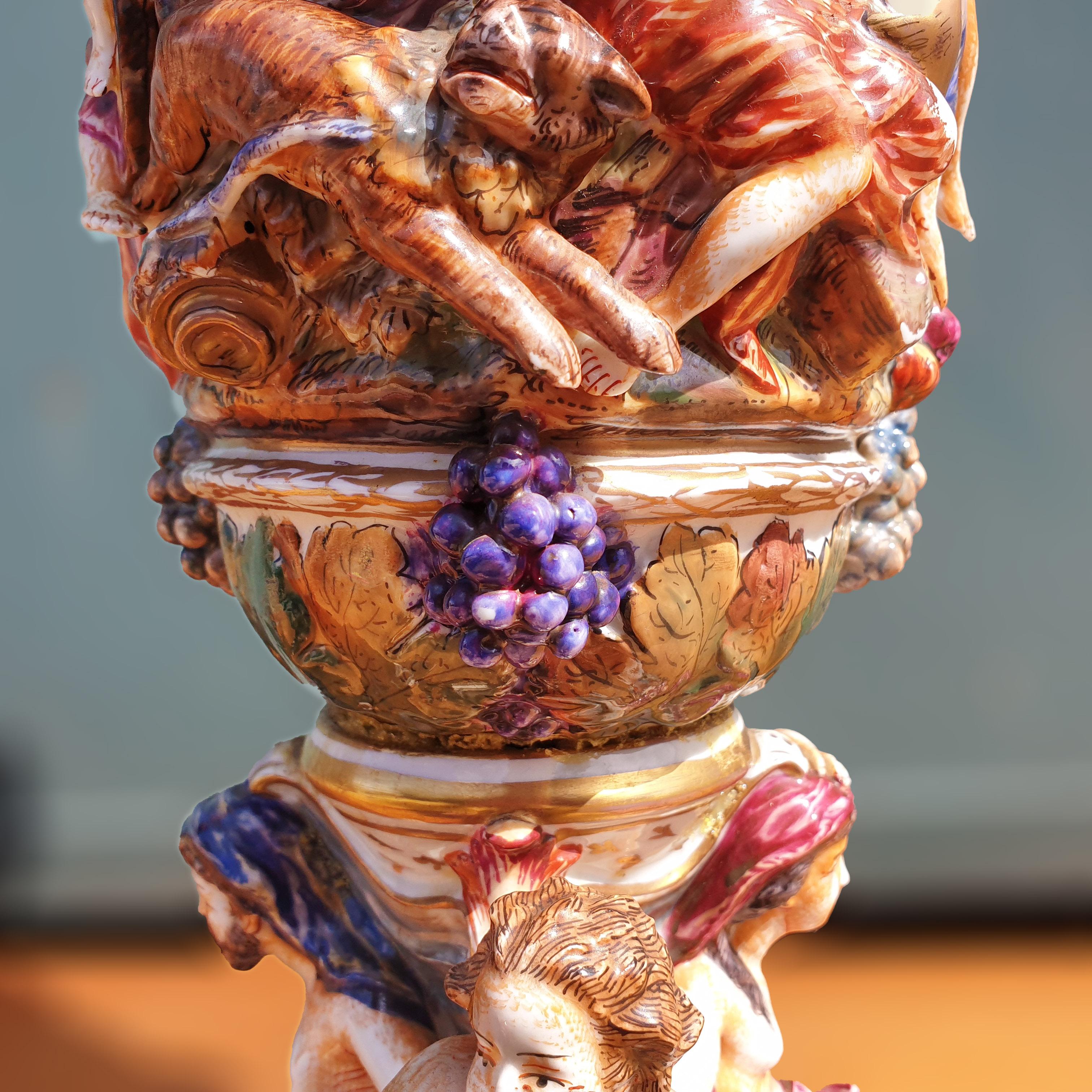 Capodimonte 19th Century Two Handled Figural Vase For Sale 6