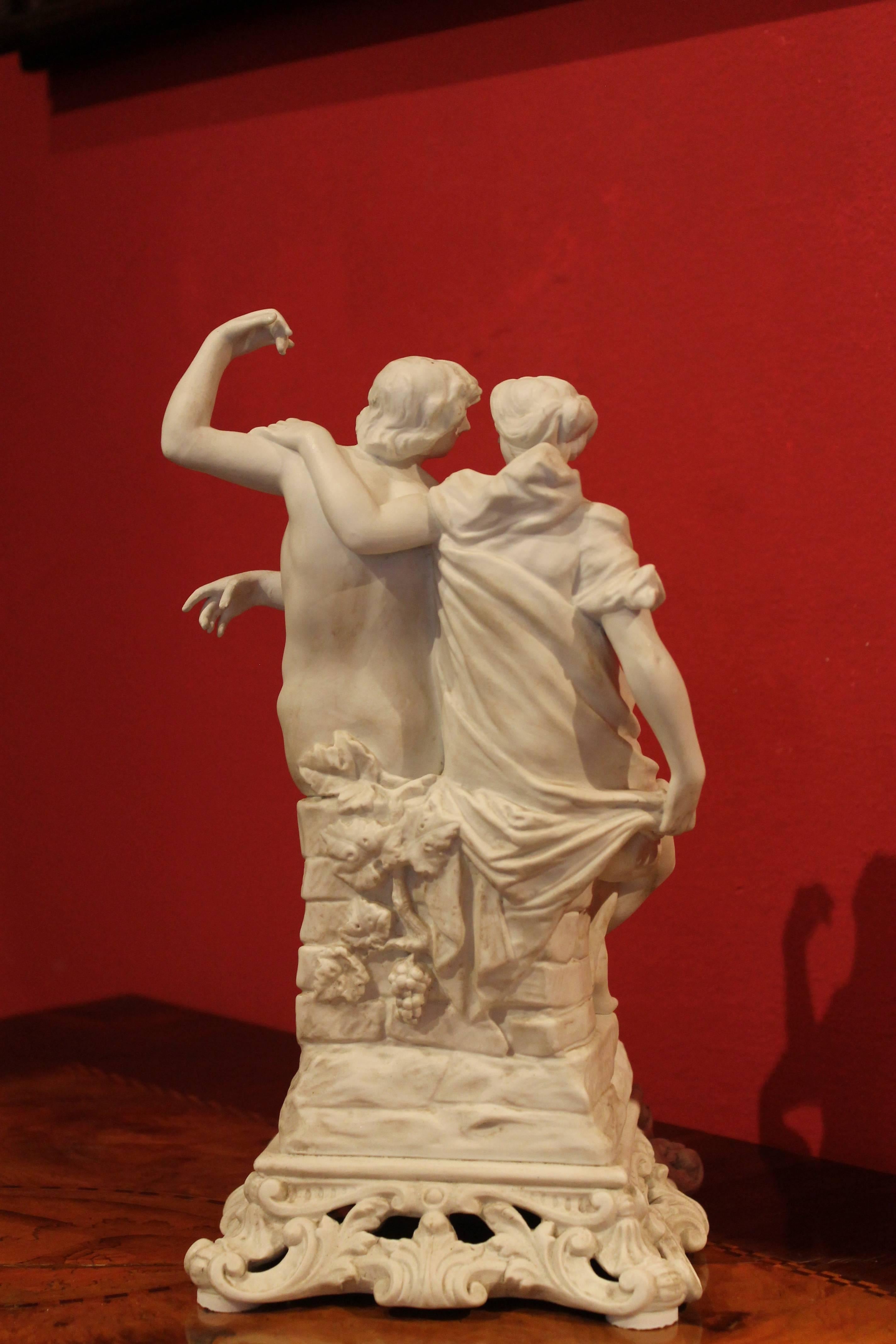 Capodimonte late 19th Century White Porcelain Group of Male and Female Figurines For Sale 1