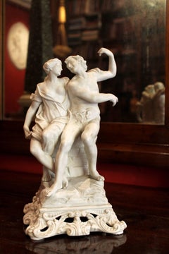 Capodimonte late 19th Century White Porcelain Group of Male and Female Figurines