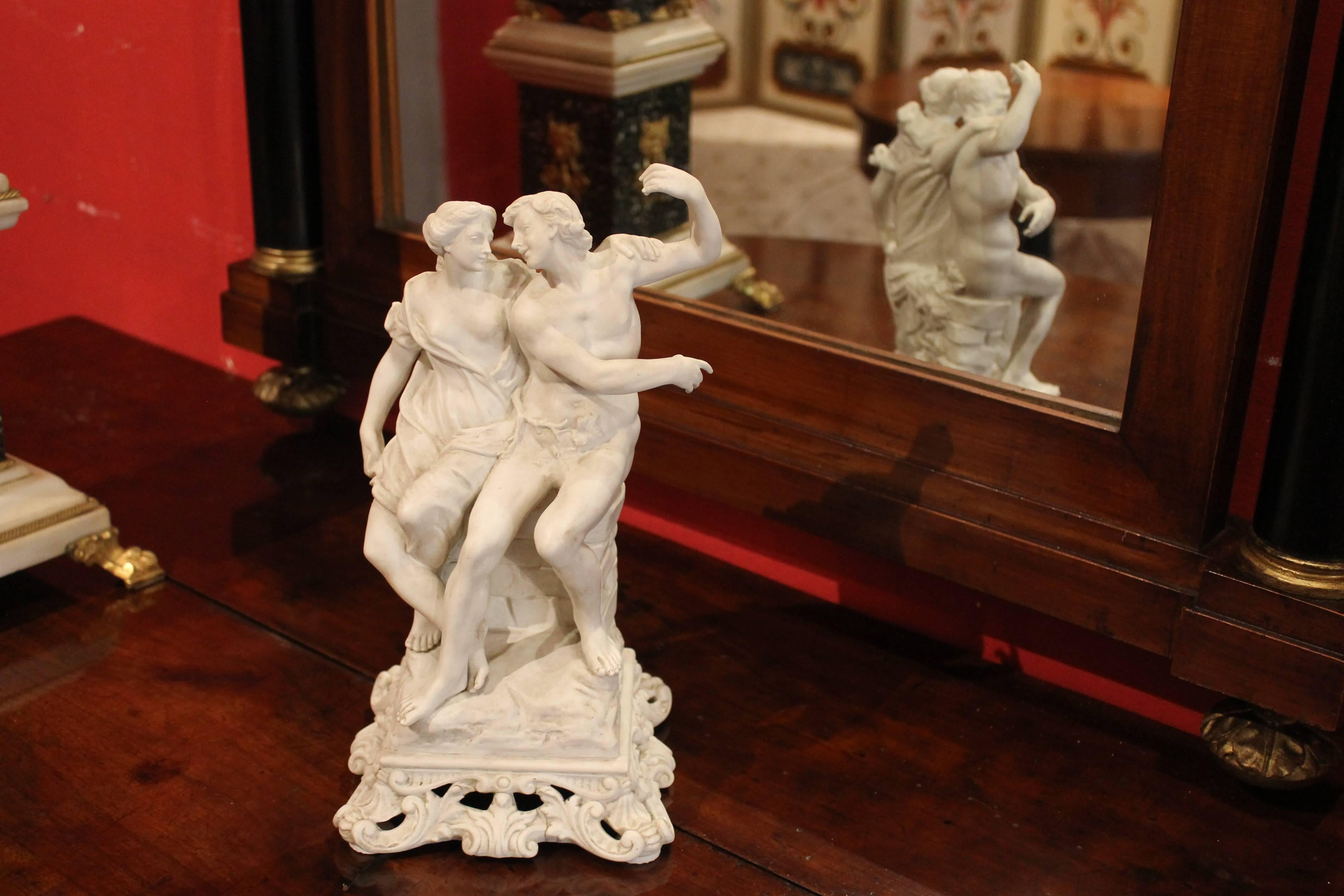 Italian Capodimonte late 19th Century White Porcelain Group of Male and Female Figurines For Sale