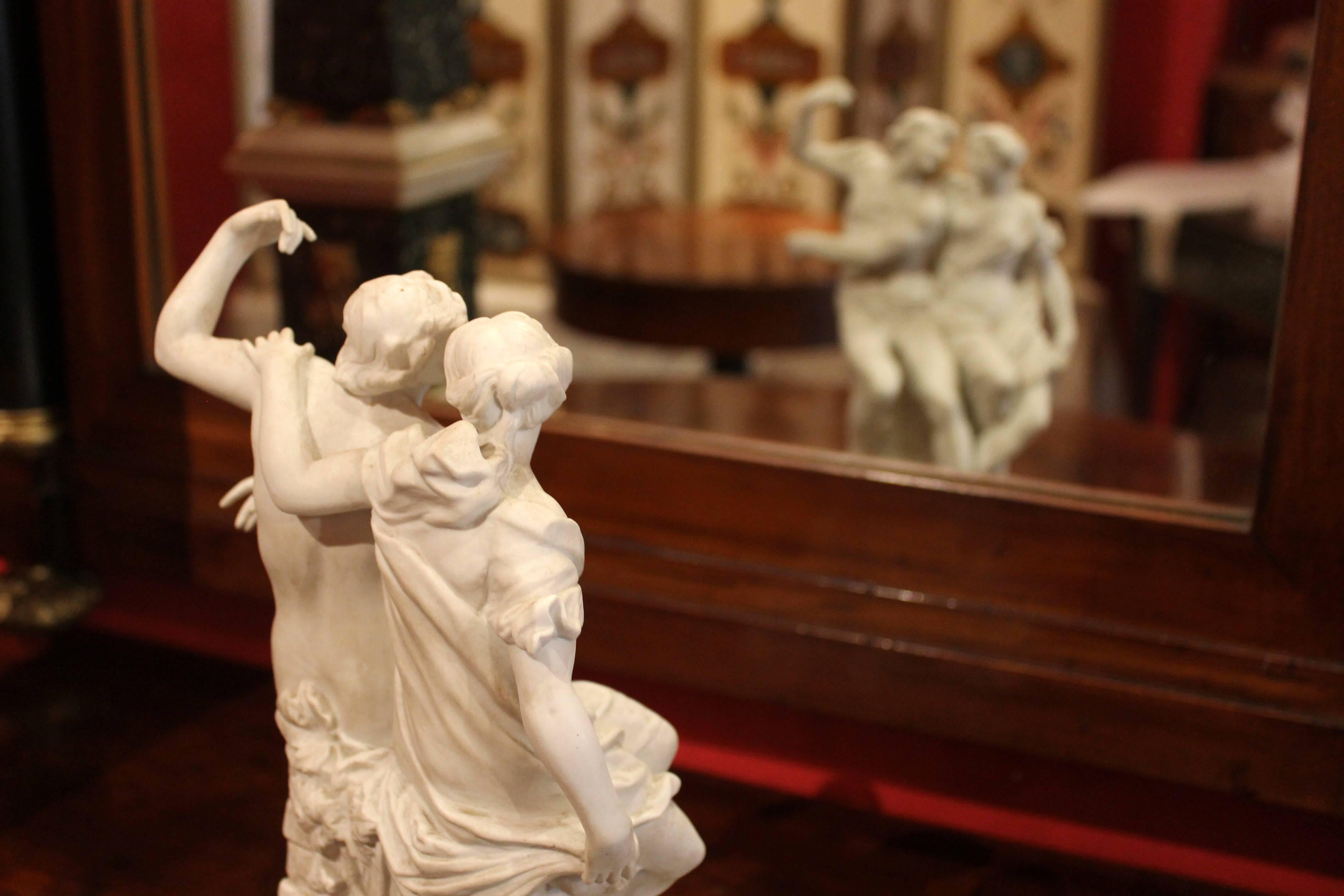 Hand-Carved Capodimonte late 19th Century White Porcelain Group of Male and Female Figurines For Sale