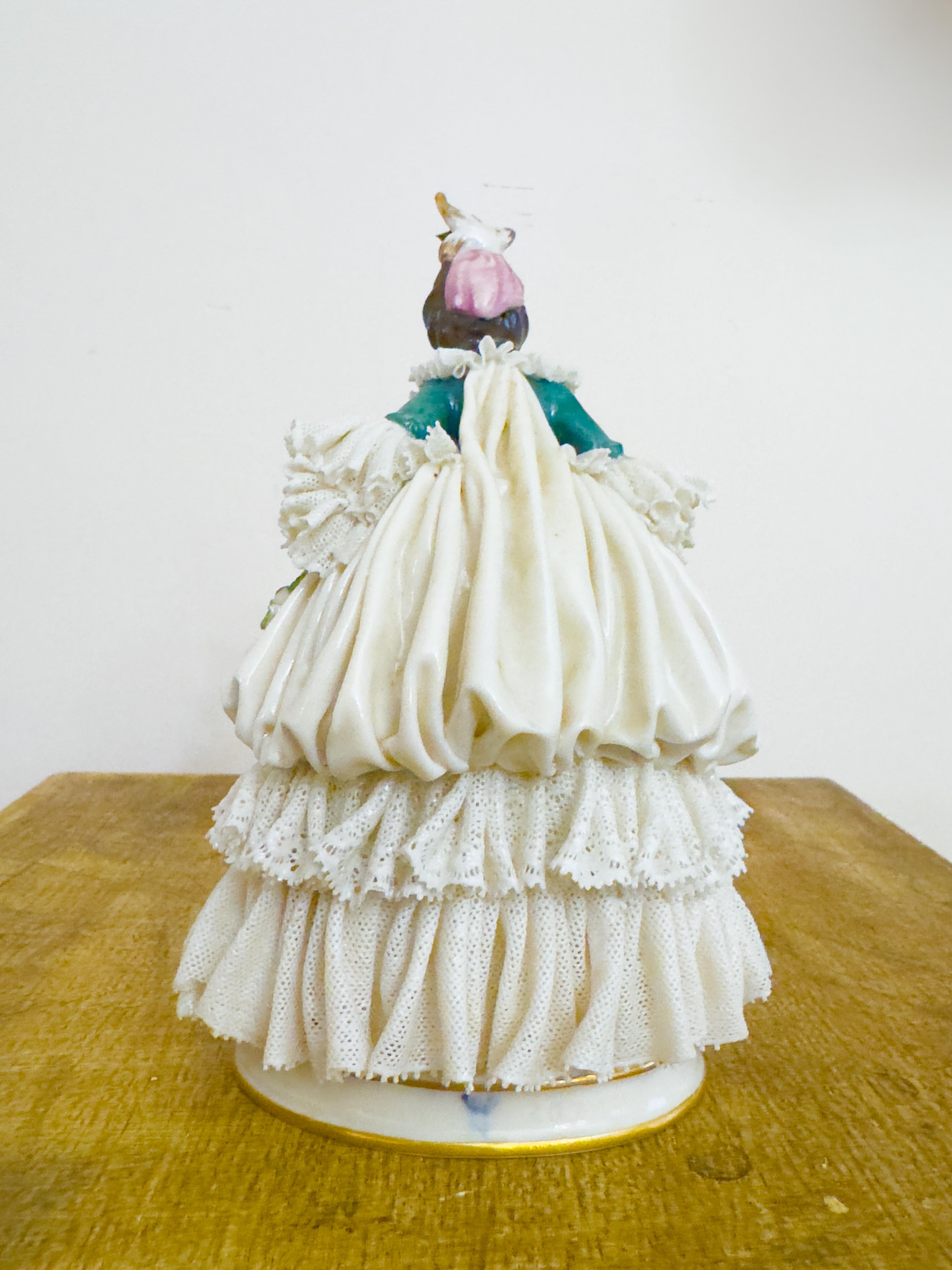 20th Century Capodimonte Baroque Lady Figurine With Lace Dress, 1900s For Sale