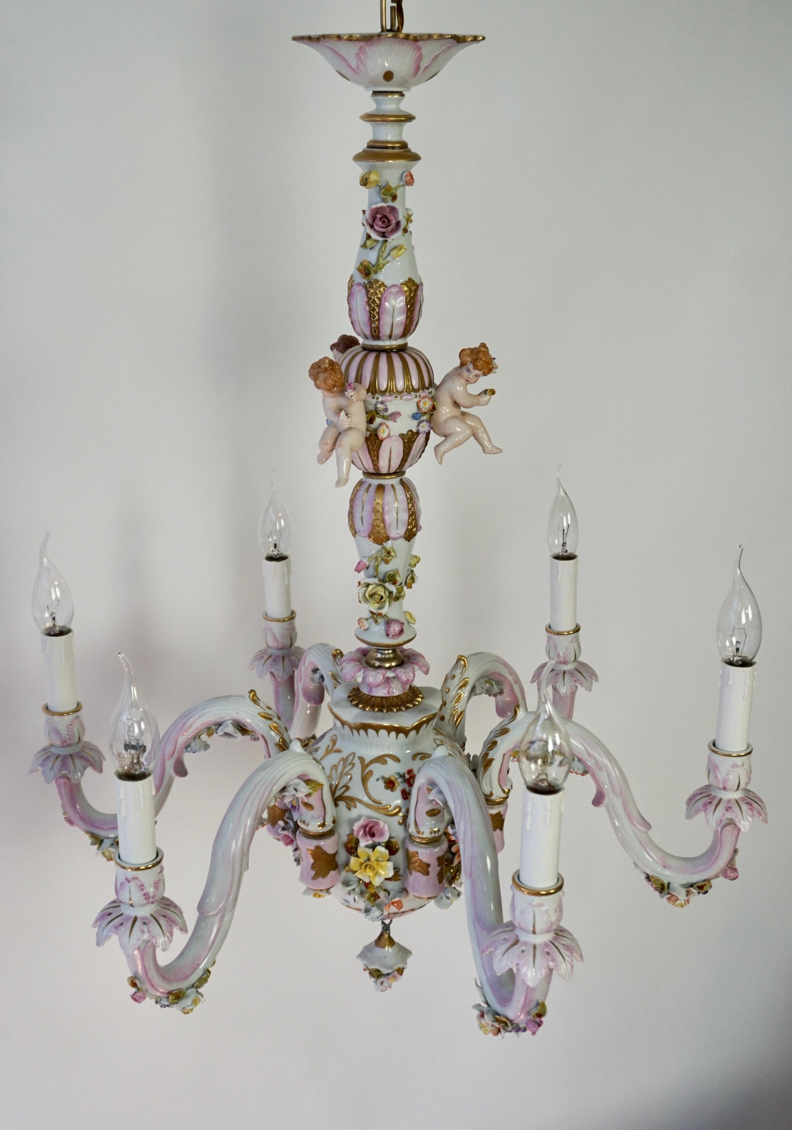 capodimonte chandelier with cherubs
