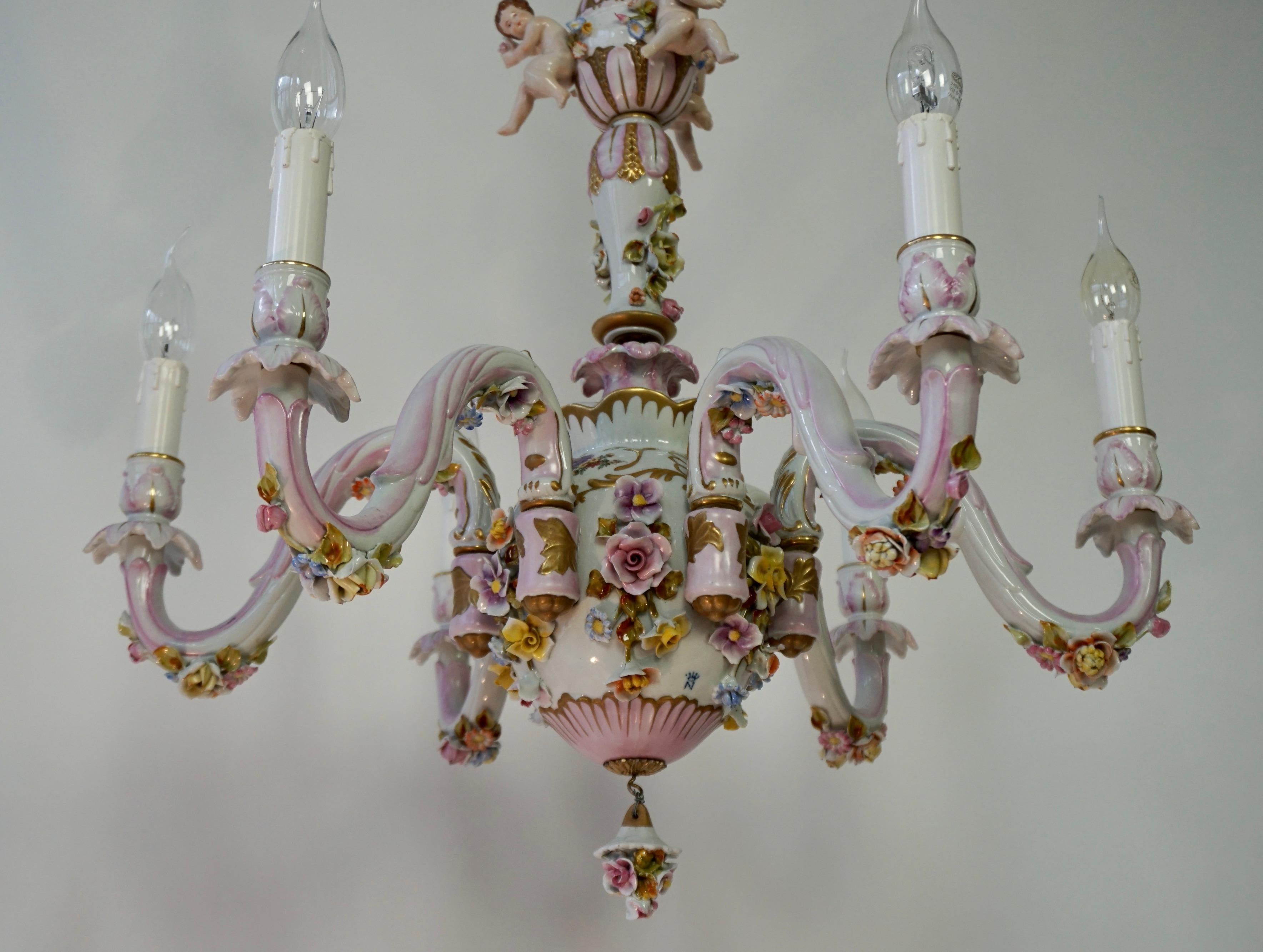 Capodimonte Chandelier, Italy, 1960s In Good Condition For Sale In Antwerp, BE