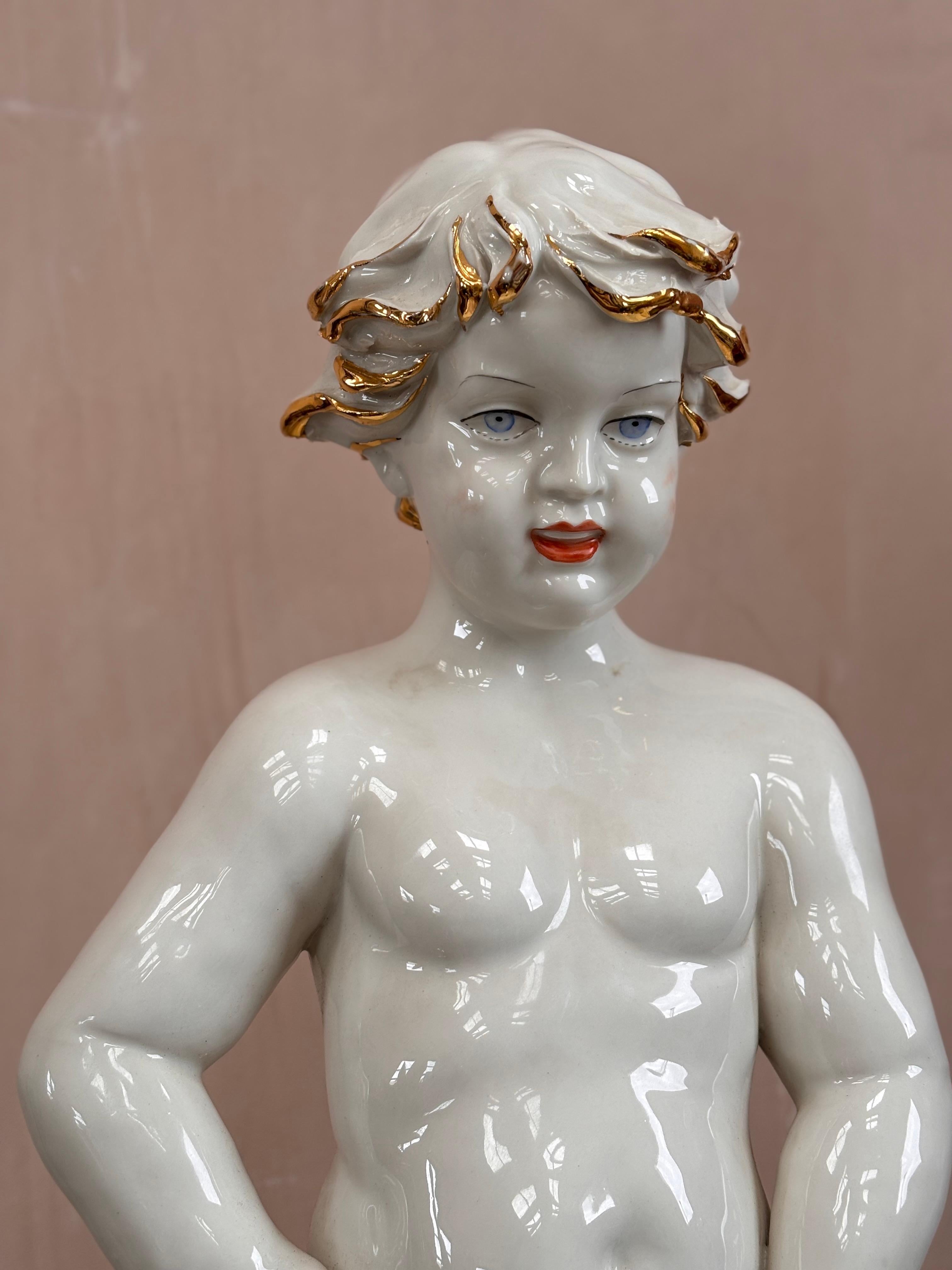 Rococo Capodimonte cherub indoor water fountain